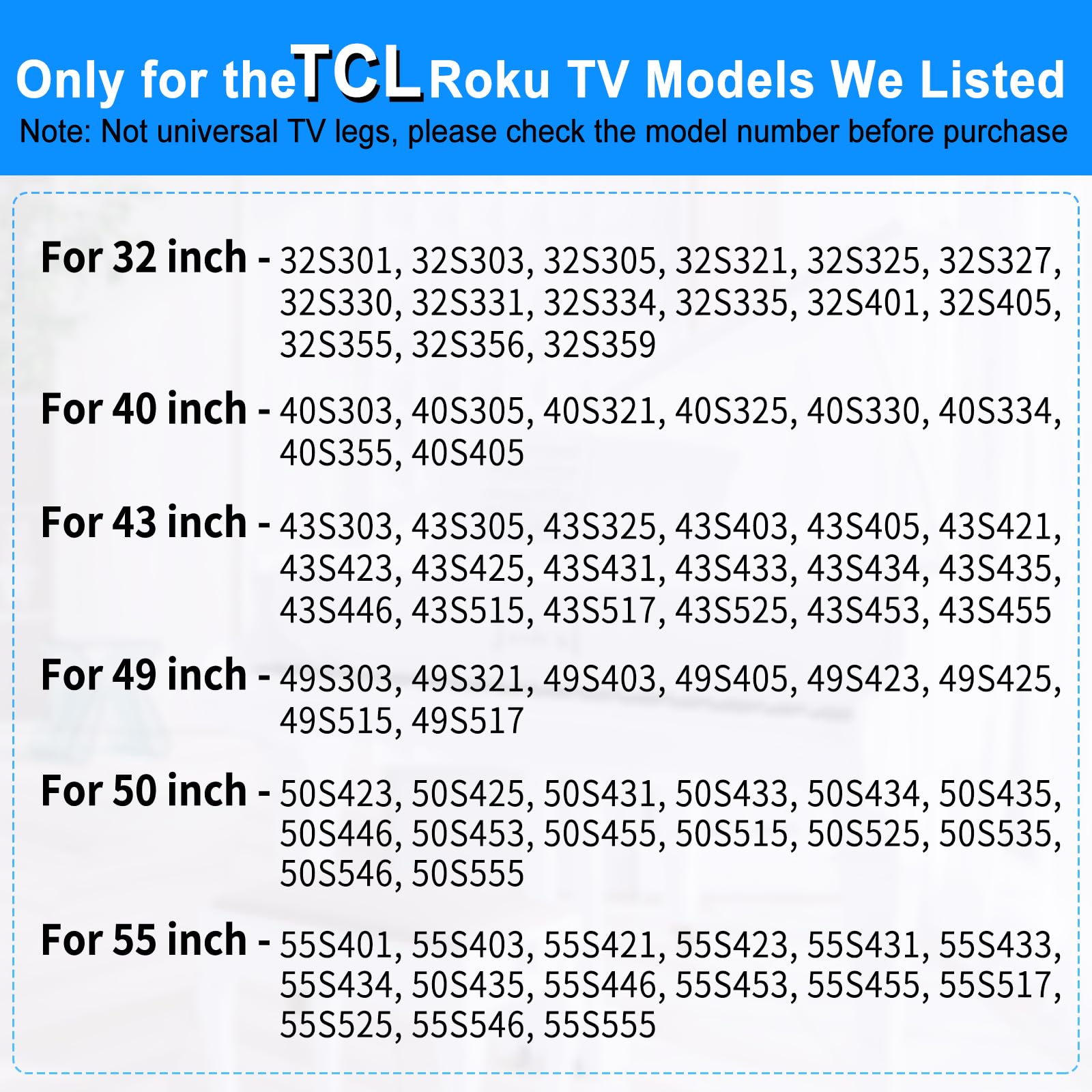 Upgraded Tv Legs For Tcl Roku Tv Legs   32S321 40S325 43S303 50S425 55S525, Tv Base Stand For Tcl Roku Tv Stand Legs Replacement
