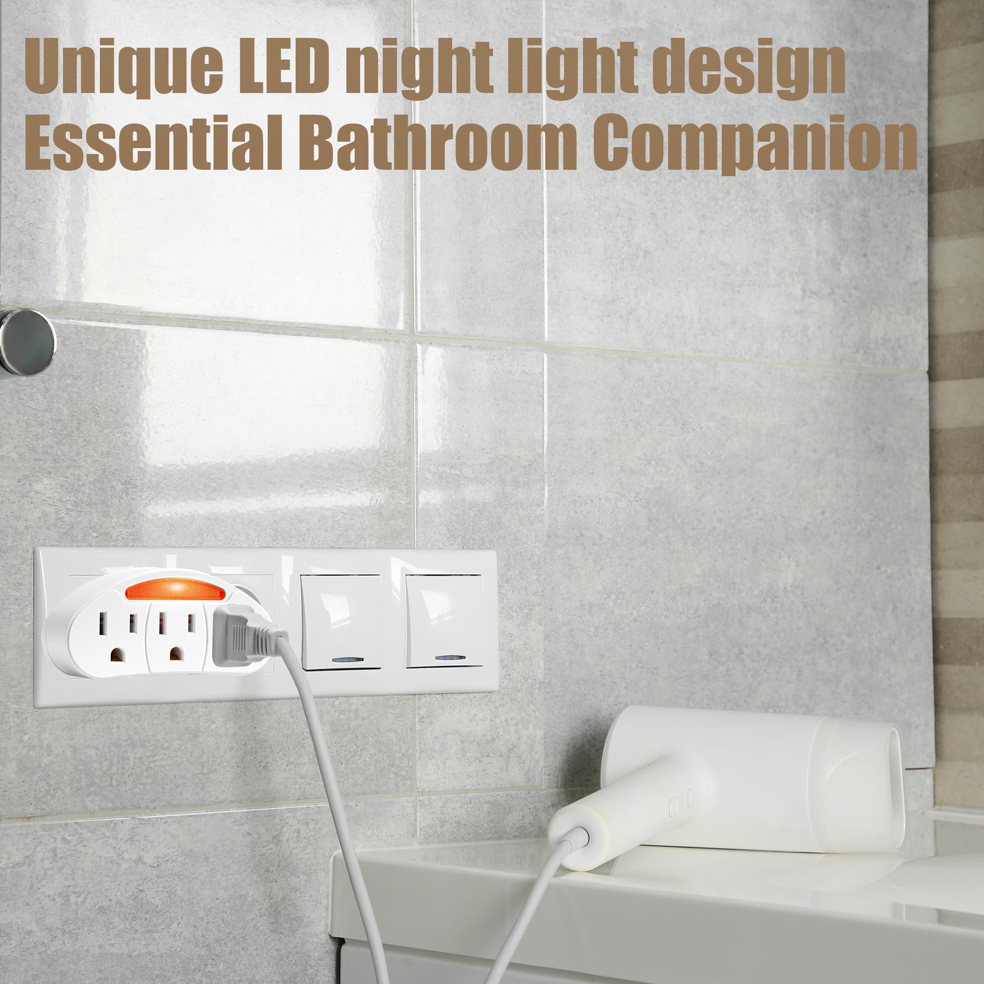 3 Prong 3 Outlet Plug Wall Mount Extender 2 Pack, 3 Prong To 3 Prong 3 Side Outlet Plug Splitter Converter, Multi Plug Outlet Sp