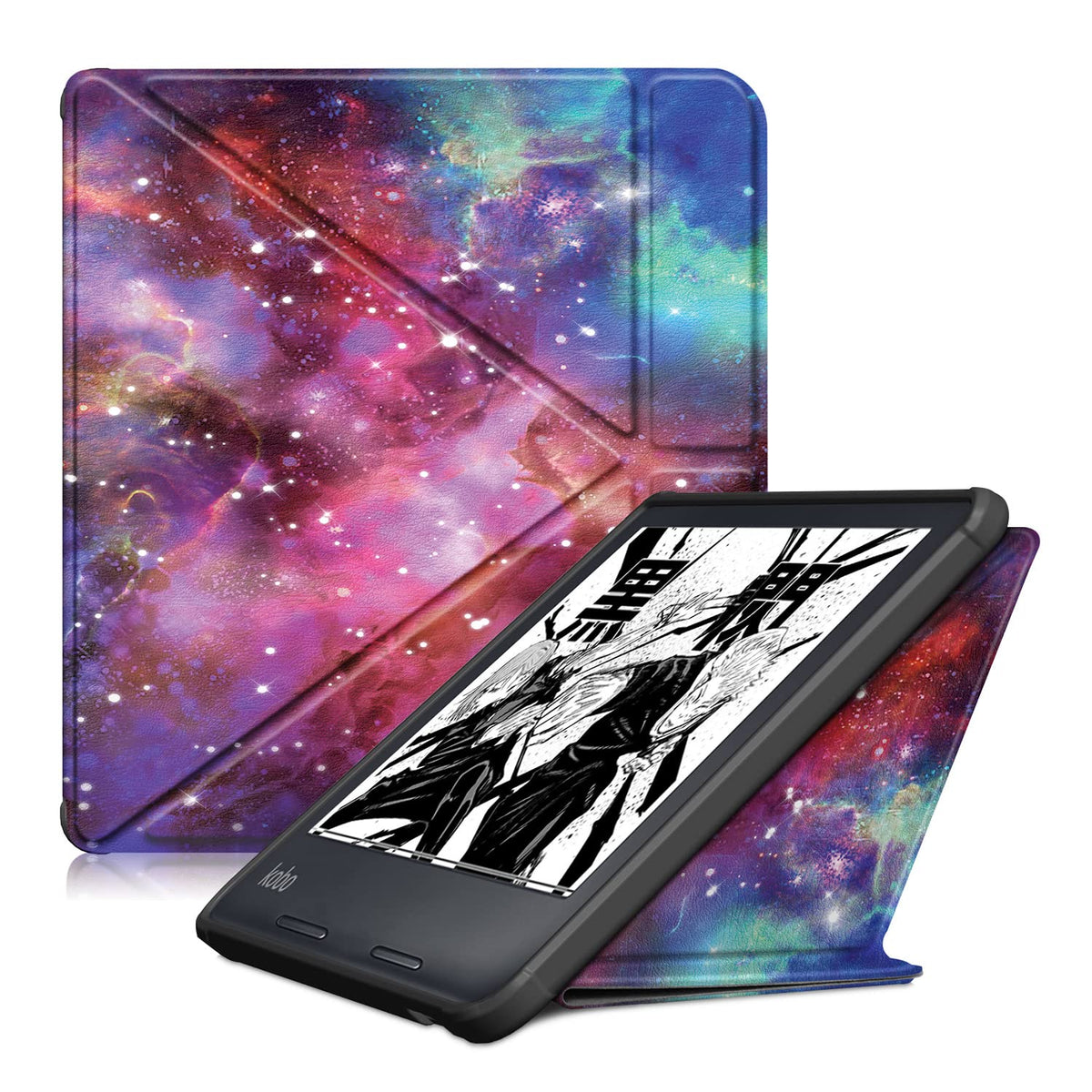 Gylint Kobo Libra 2 2021 Origami Case, The Thinnest and Lightest Leather Smart Cover Case for New Kobo Libra 2 7'' 2021 Release with Auto Wake Sleep Feature Outer Space