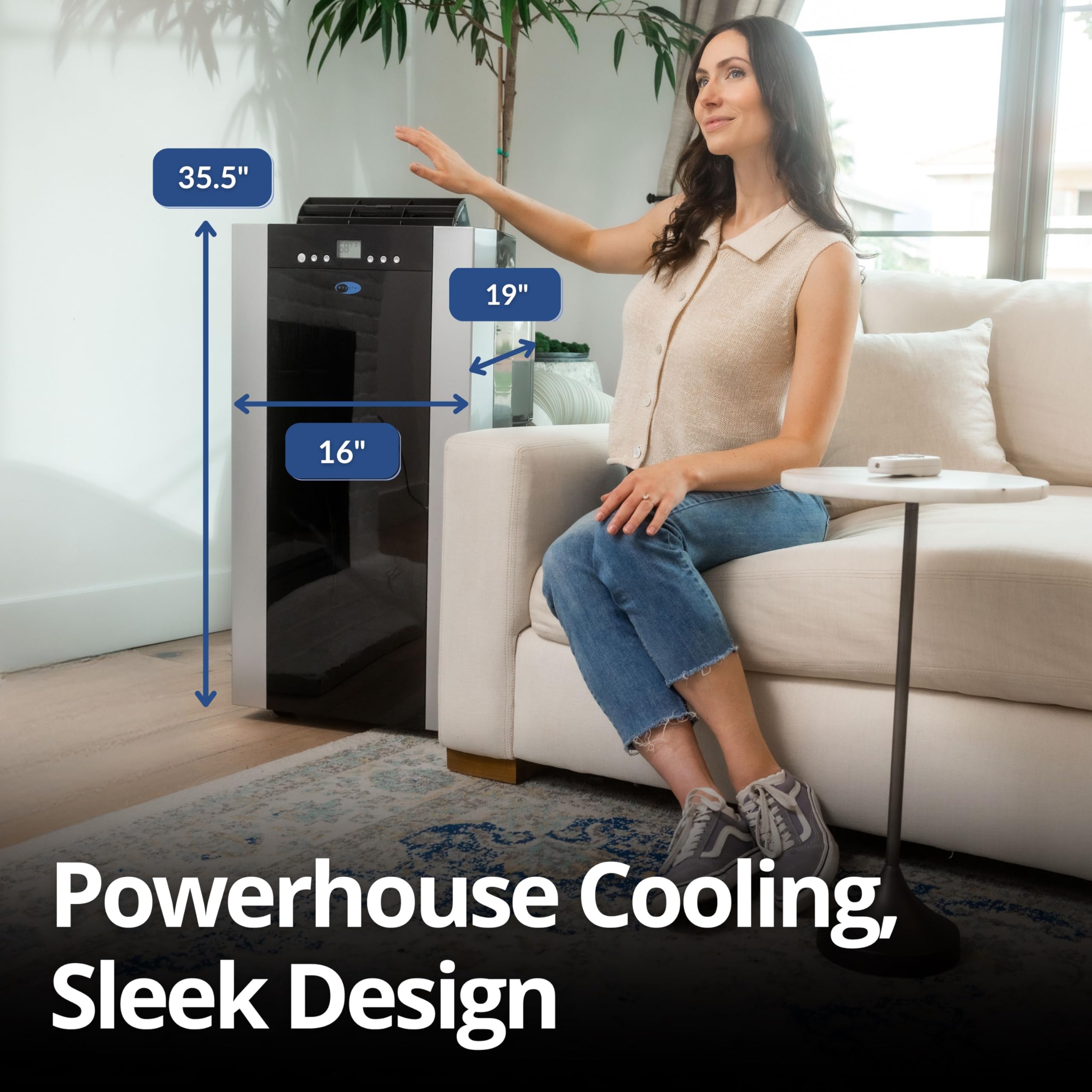 Whynter Portable Air Conditioner 14,000 Btu With Dual Hose Dehumidifier & Cooling Fan For 500 Sq Ft Rooms, Includes Ac Unit Window Kit, Arc 14S (9,500 Sacc)