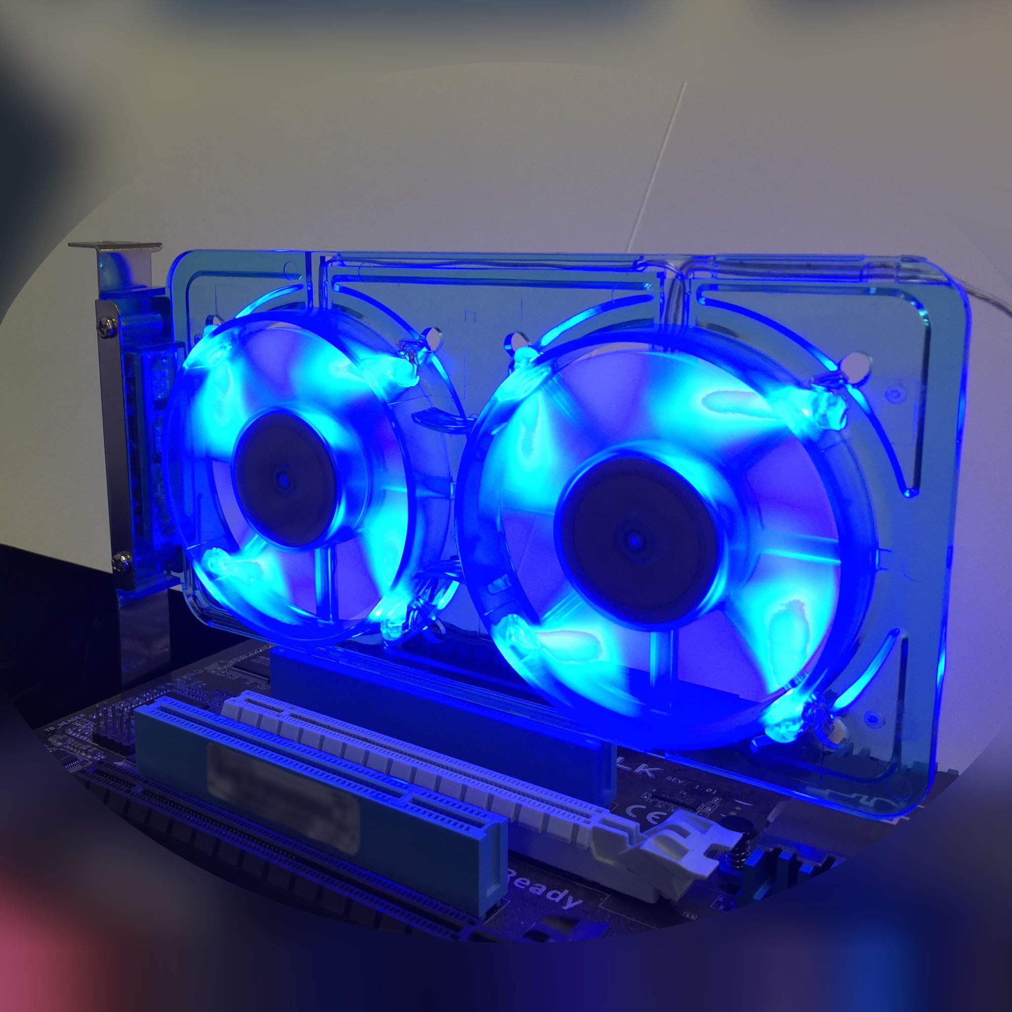 Vantec Sp Fc70 Bl Spectrum System Fan Card With Dual Adjustable 70Mm Uv Led Fans (Blue), 195X92X20Mm