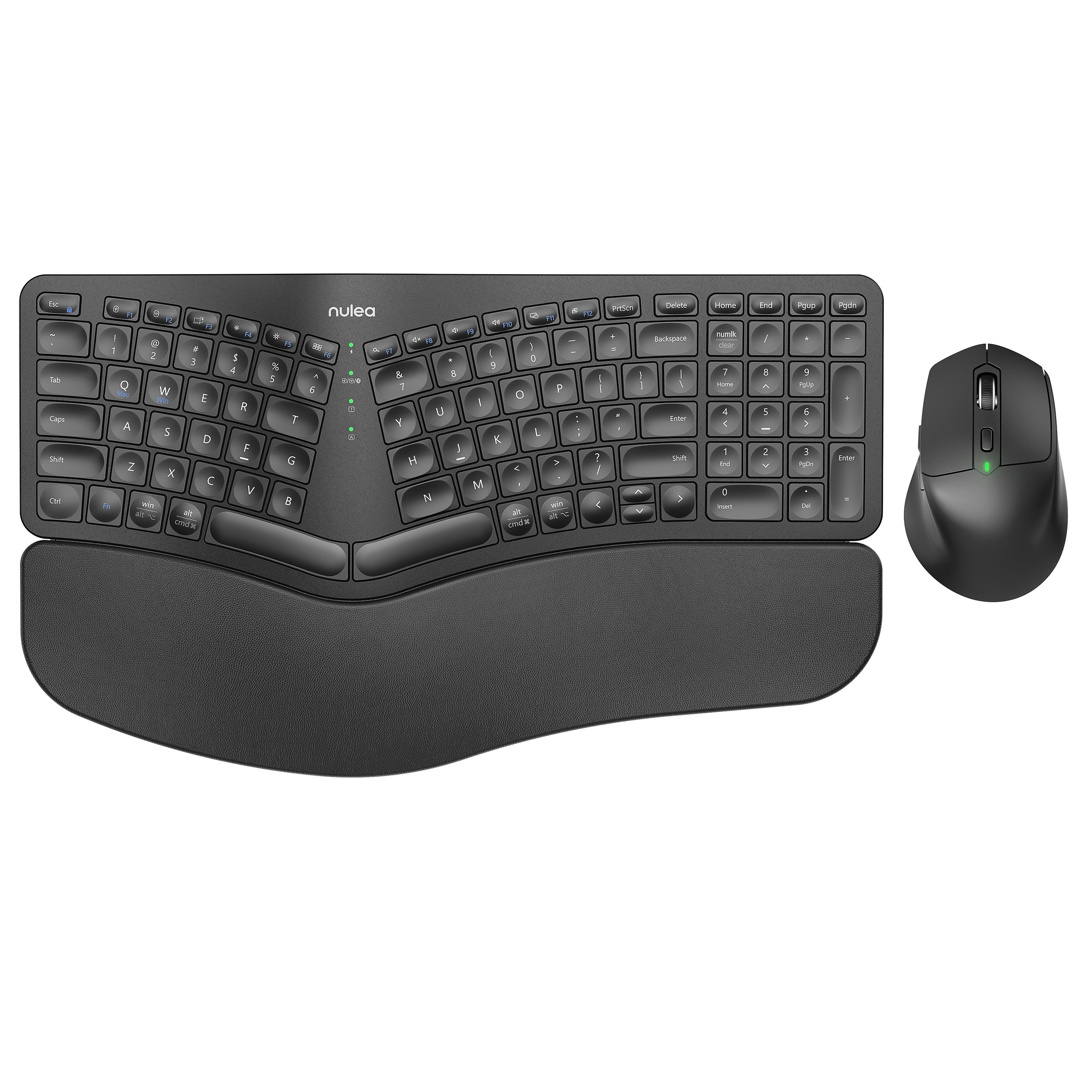 Nulea Km75 Advanced Ergonomic Wireless Keyboard And Mouse Combo, Comfortable Natural Typing, Palm Rest, Multidevice (Bluetooth,