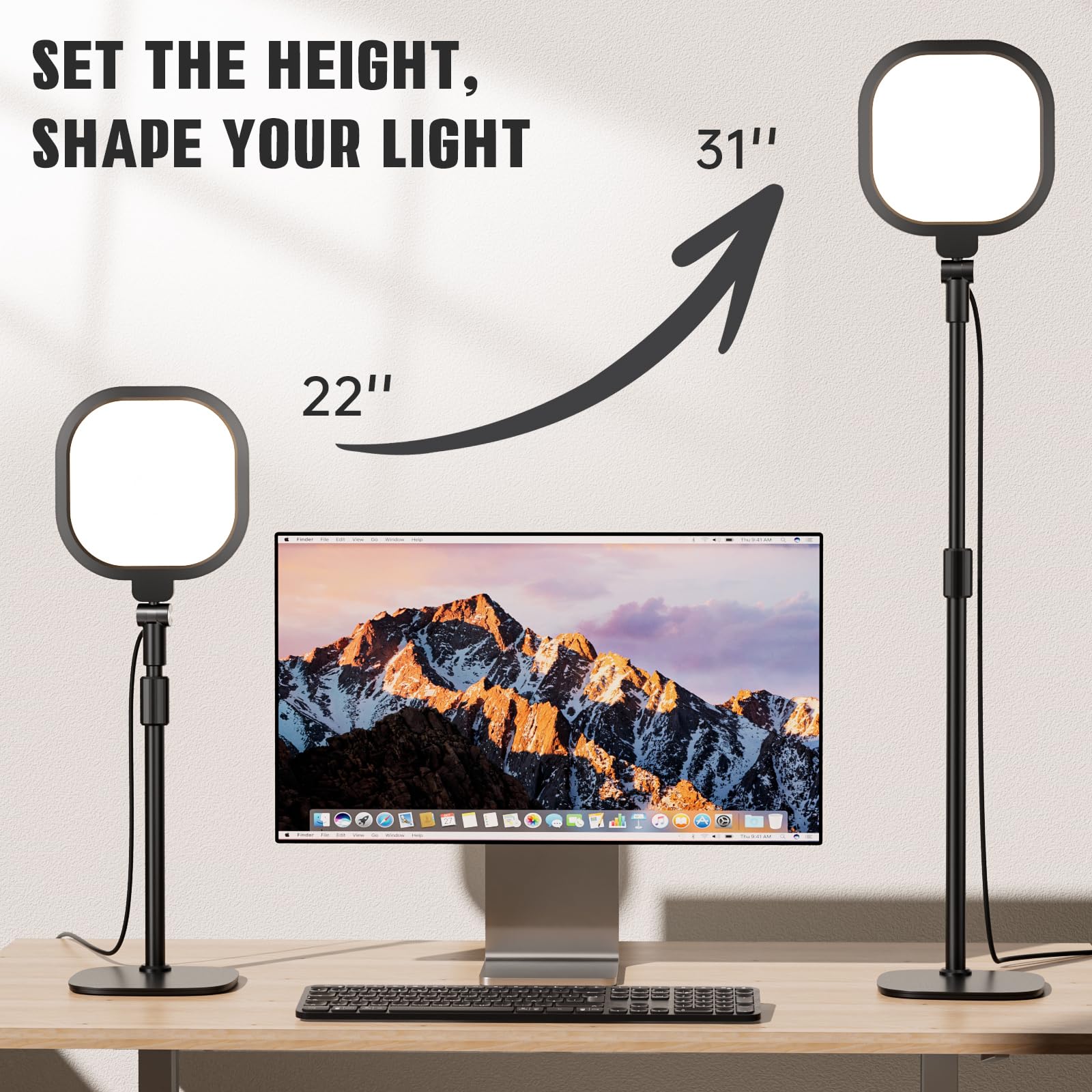 Desk Ring Light With Stand And Phone Holder, 3000K 6500K Dimmable Computer Ringlight For Laptop, Video Conference Light For Zoom
