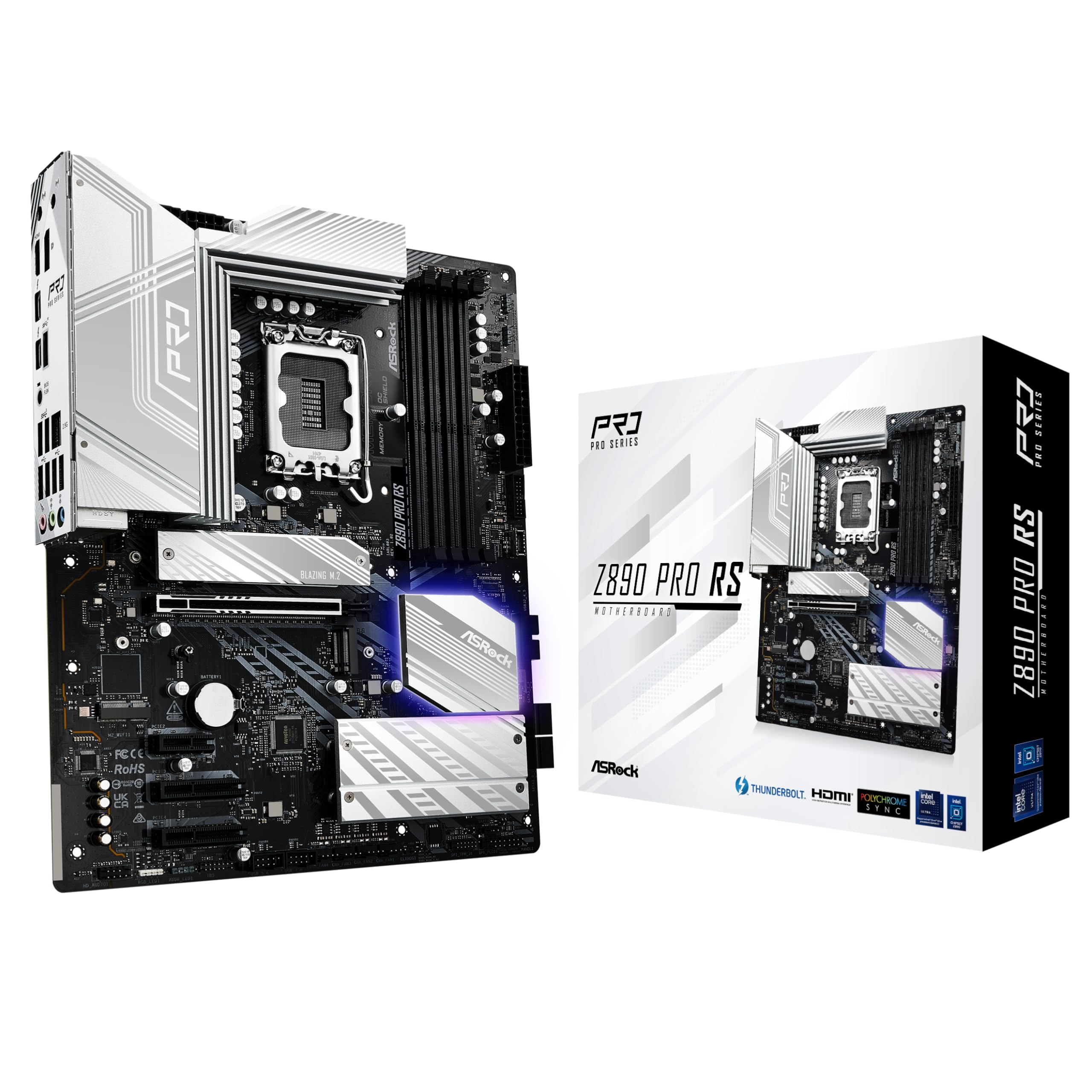 ASRock Intel Core Ultra Z890 Pro RS ATX Motherboard LGA1851 RLILM DDR5 8666 MHz 256 GB M.2 PCIe 5.0 Thunderbolt