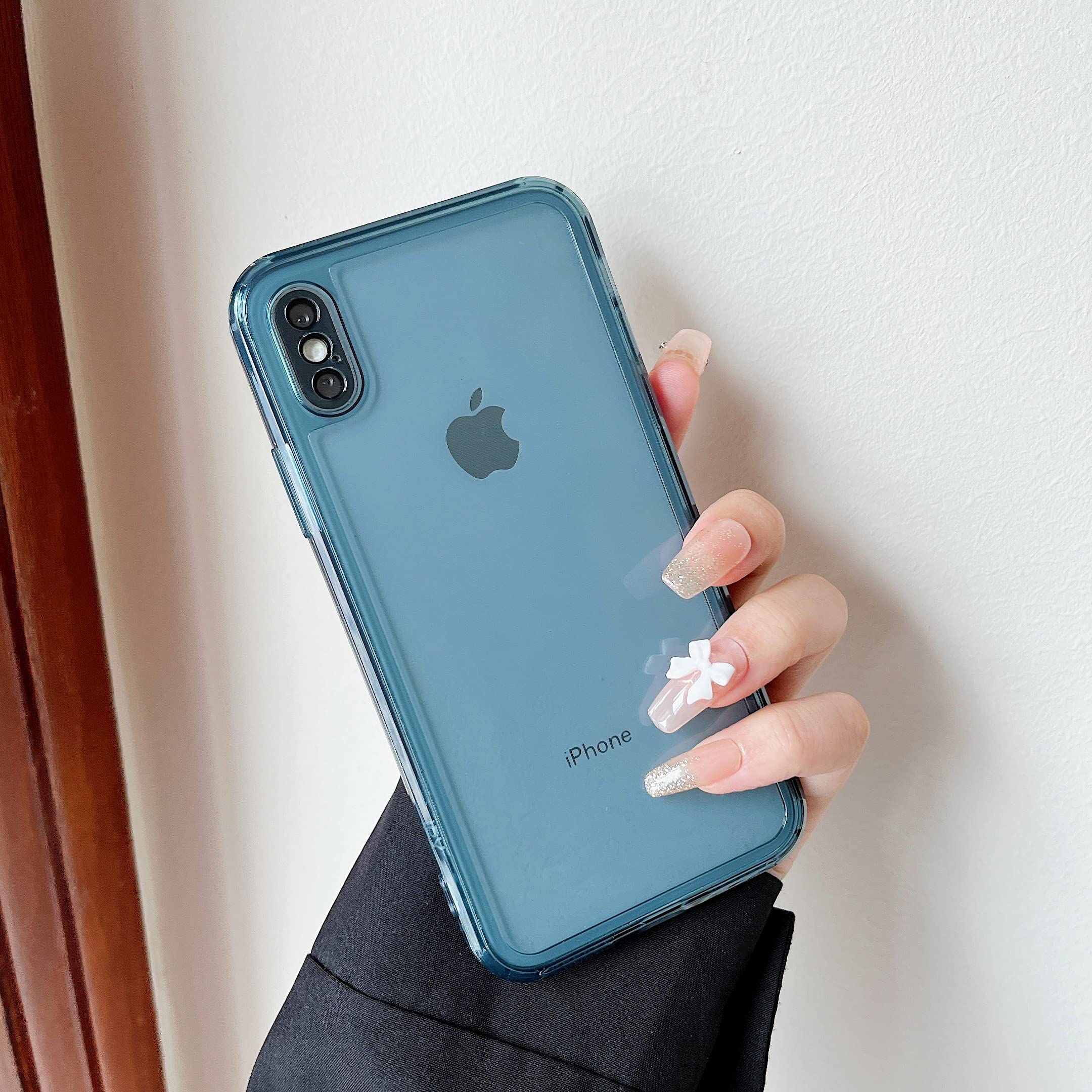Ztofera Case For Iphone X,Clear Soft Silicone Bumper Protective Retro Color Transparent Shockproof Phone Case   Blue