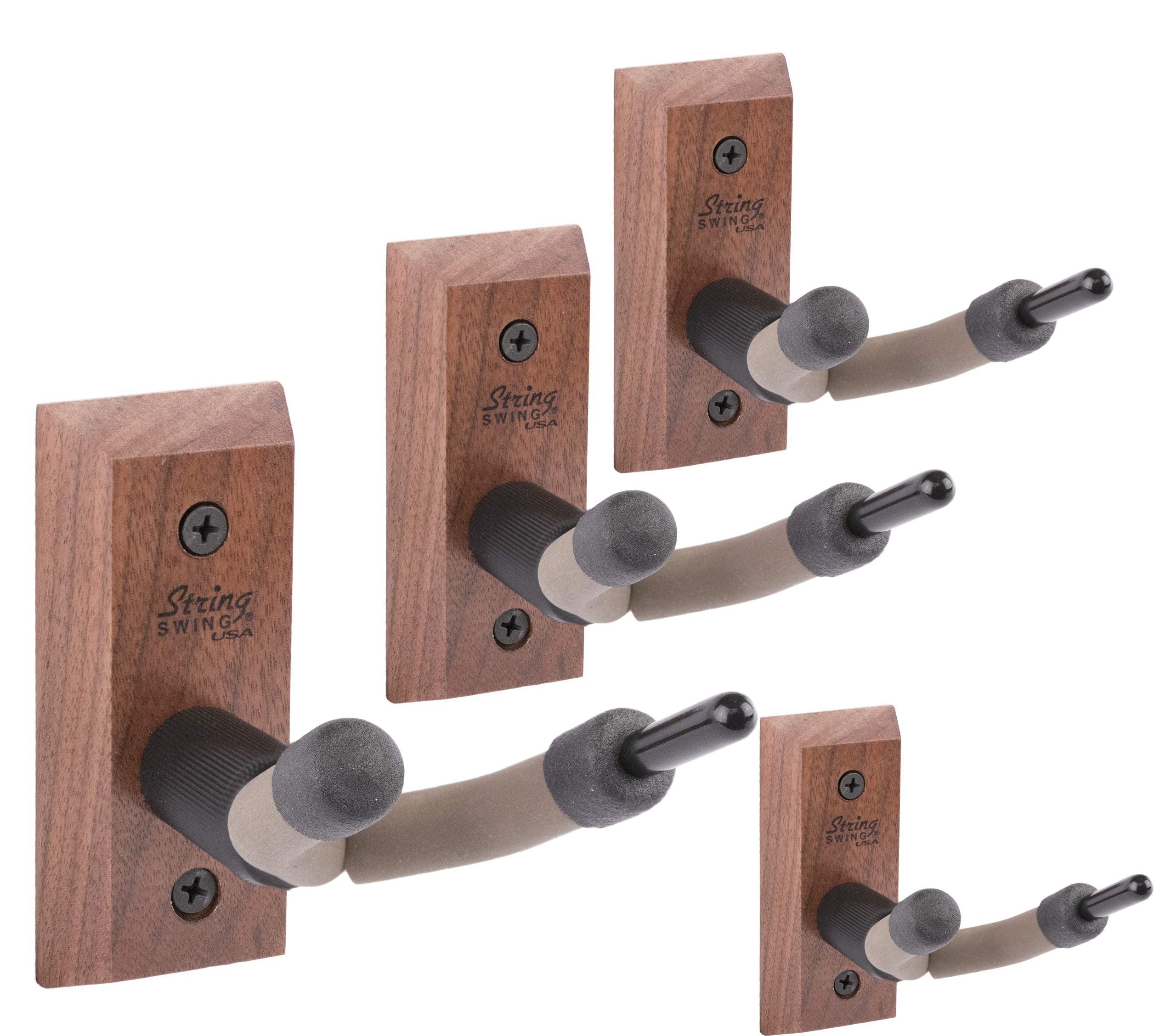 String Swing Violin Hanger Wooden Wall Mount For Home & Studio Cc01V Bw4 Hardwood Black Walnut (4 Pack)