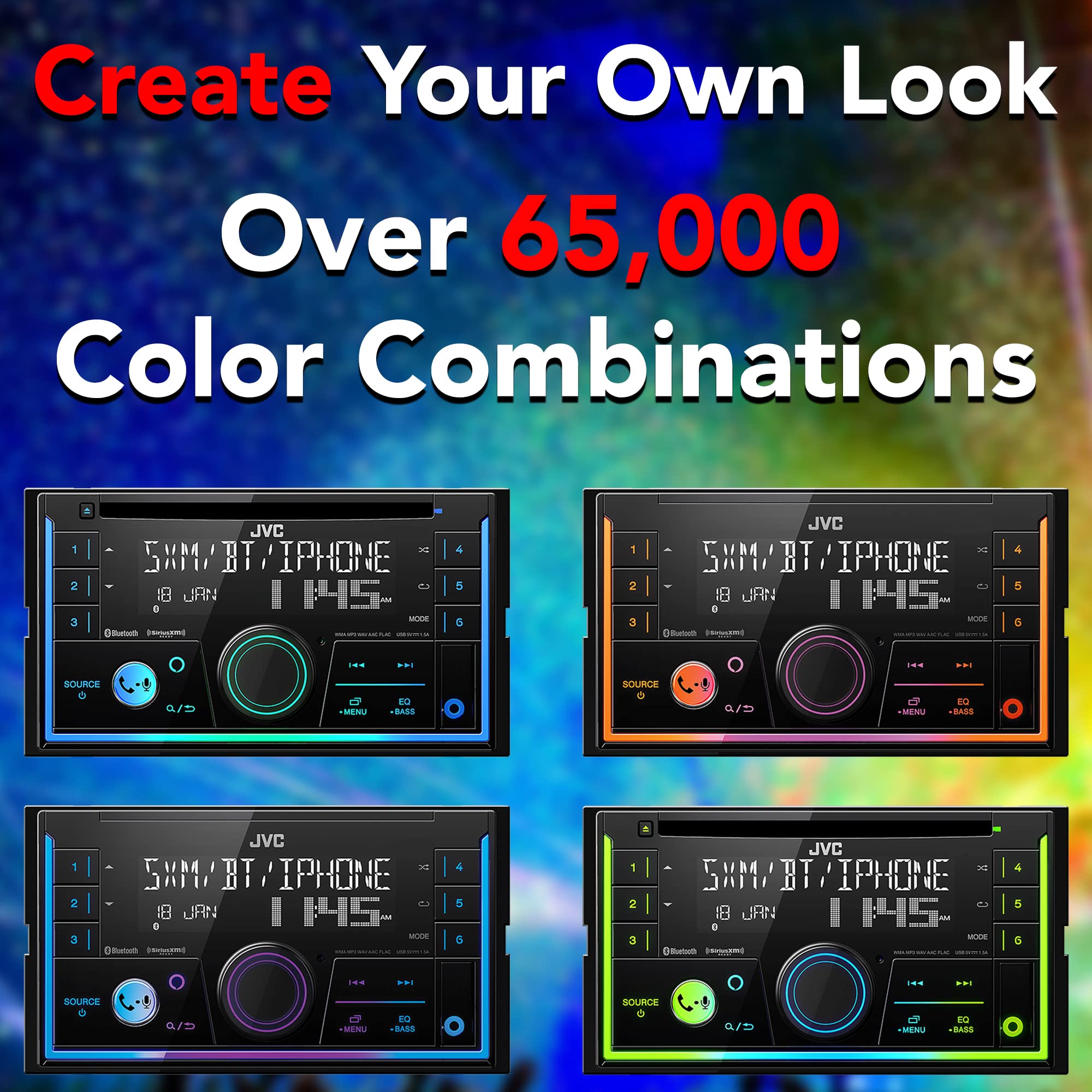 Jvc Kw R950Bts Bluetooth Car Stereo Receiver With Usb Port   Lcd Display   Am/Fm Radio   Mp3 Player   Double Din   13 Band Eq (B