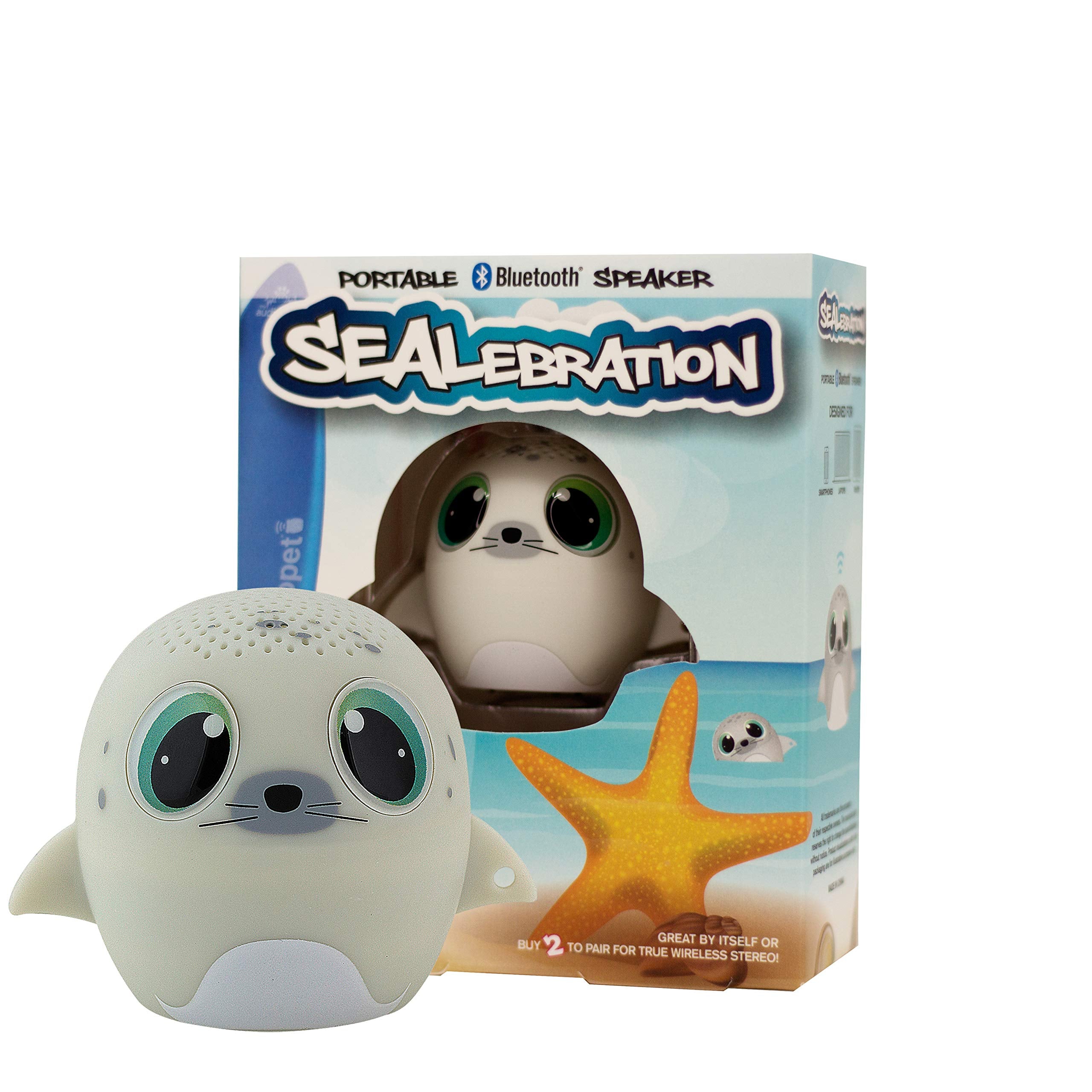 My Audio Pet Mini Bluetooth Animal Wireless Speaker For Kids Of All Ages   True Wireless Stereo   Pair With Another Tws Pet For Powerful Rich Room Filling Sound (Sealebration)