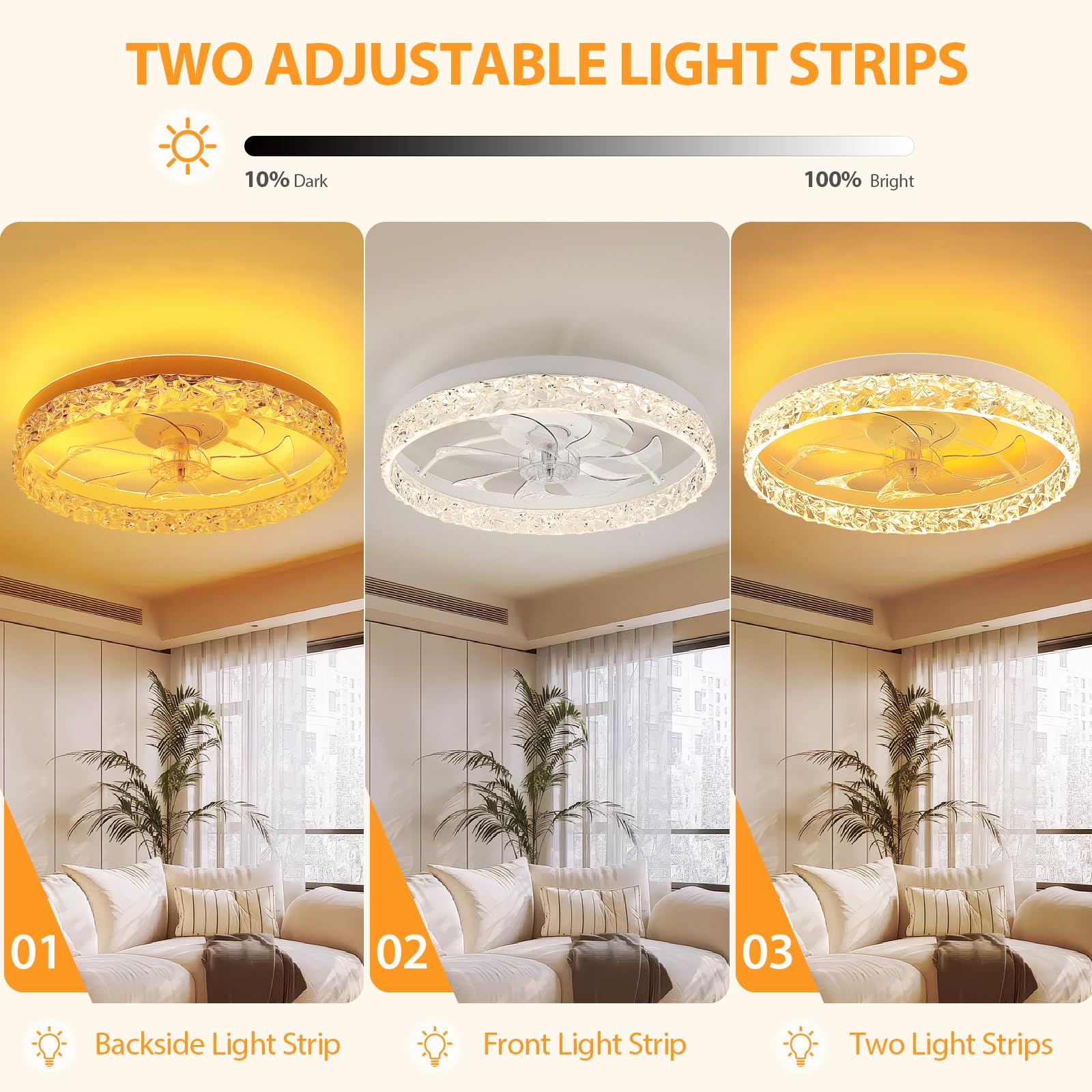 Vookea 2 In 1 Ceiling Fans With Lights And Remote Flush Mount, 20    Bedroom Bluetooth Ceiling Fans With Lights, 3000 6500K Blad