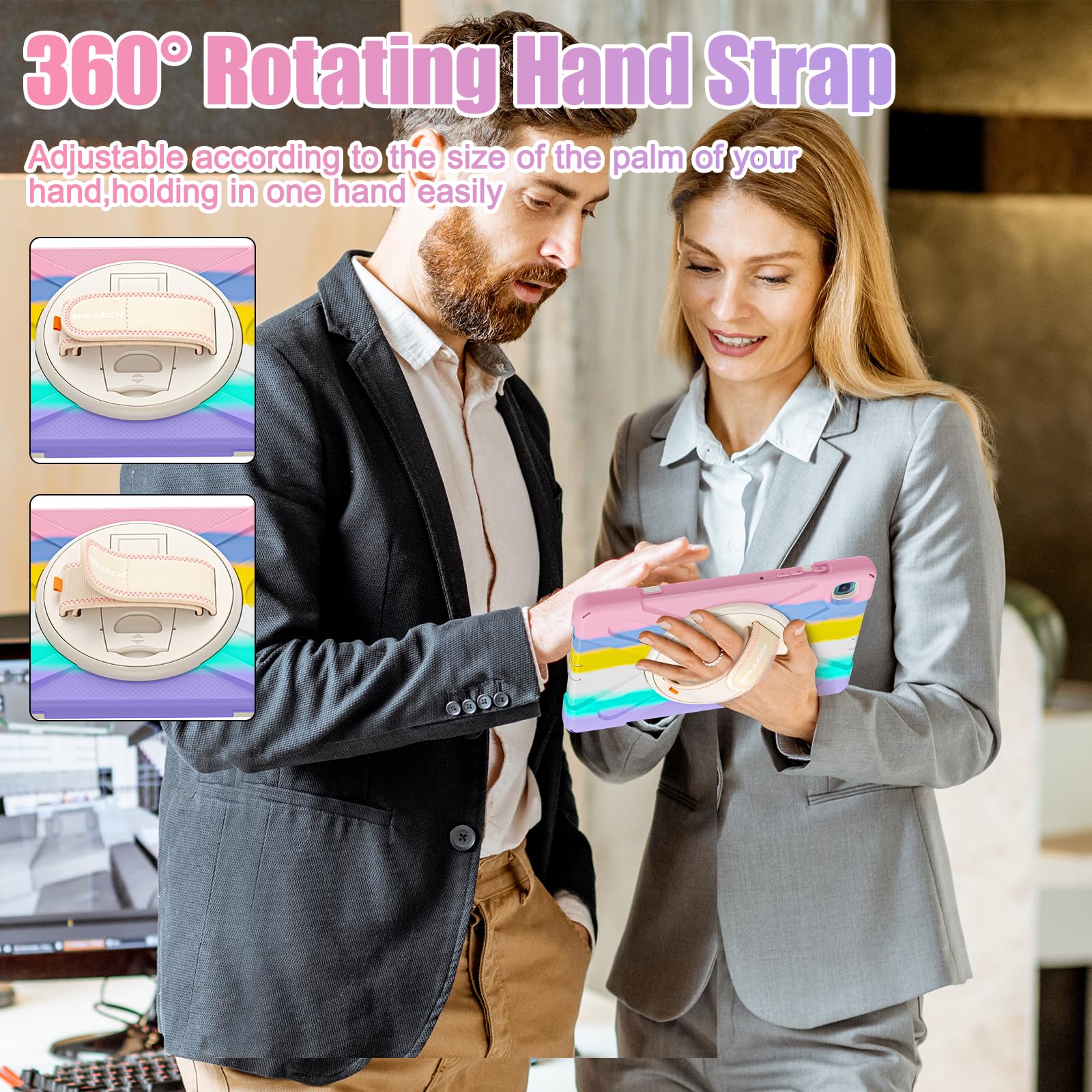 Braecnstock Kids Case For Samsung Galaxy Tab S6 Lite 10.4 Inch 2024/2022/2020 (Sm P620/P610/P619) With Pen Holder Rotating Hand