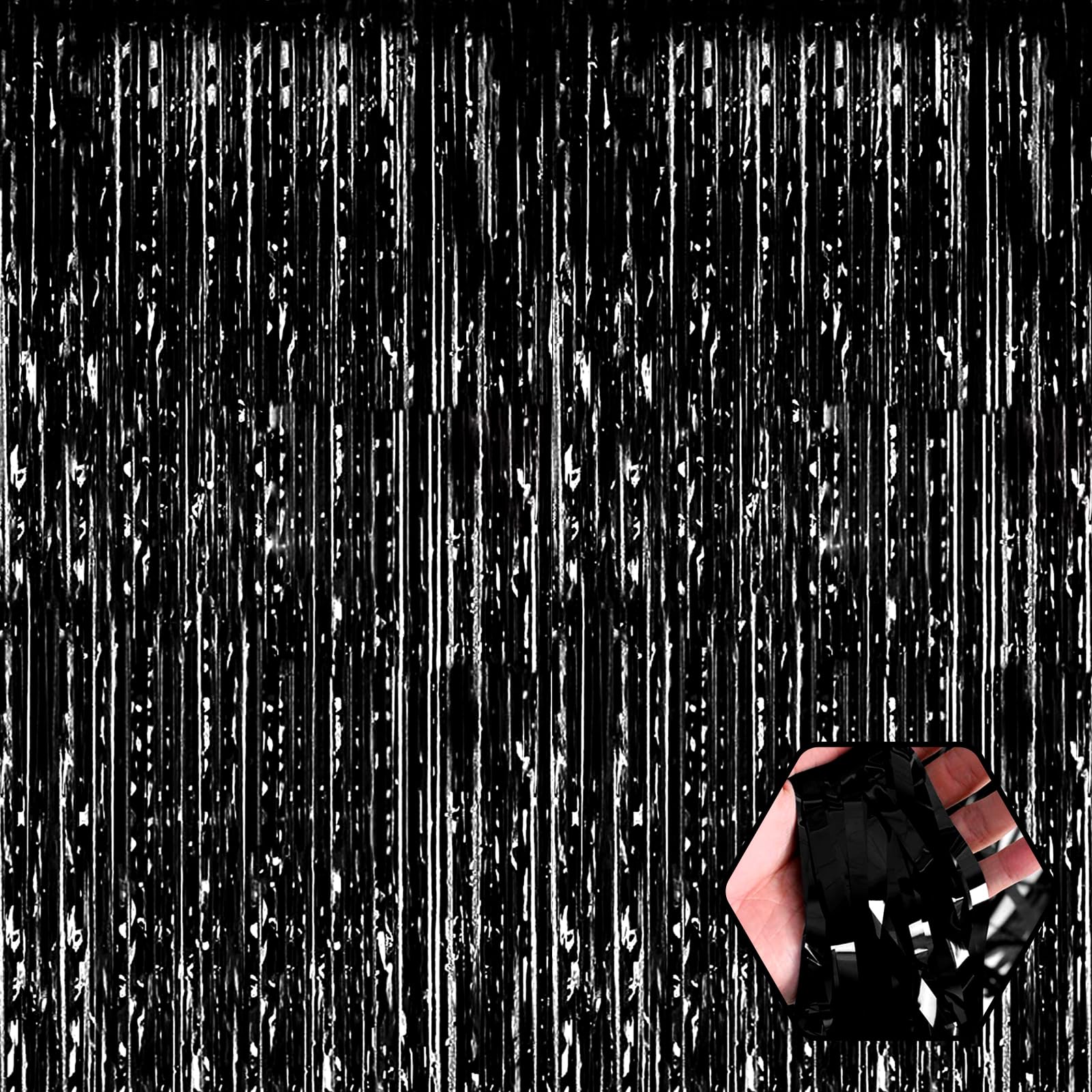 6 Pack Green Foil Fringe Curtain Backdrop, 3.28Ft x 8.2Ft Metallic Tinsel Foil Fringe Streamer Curtains for Photo Booth, Christm