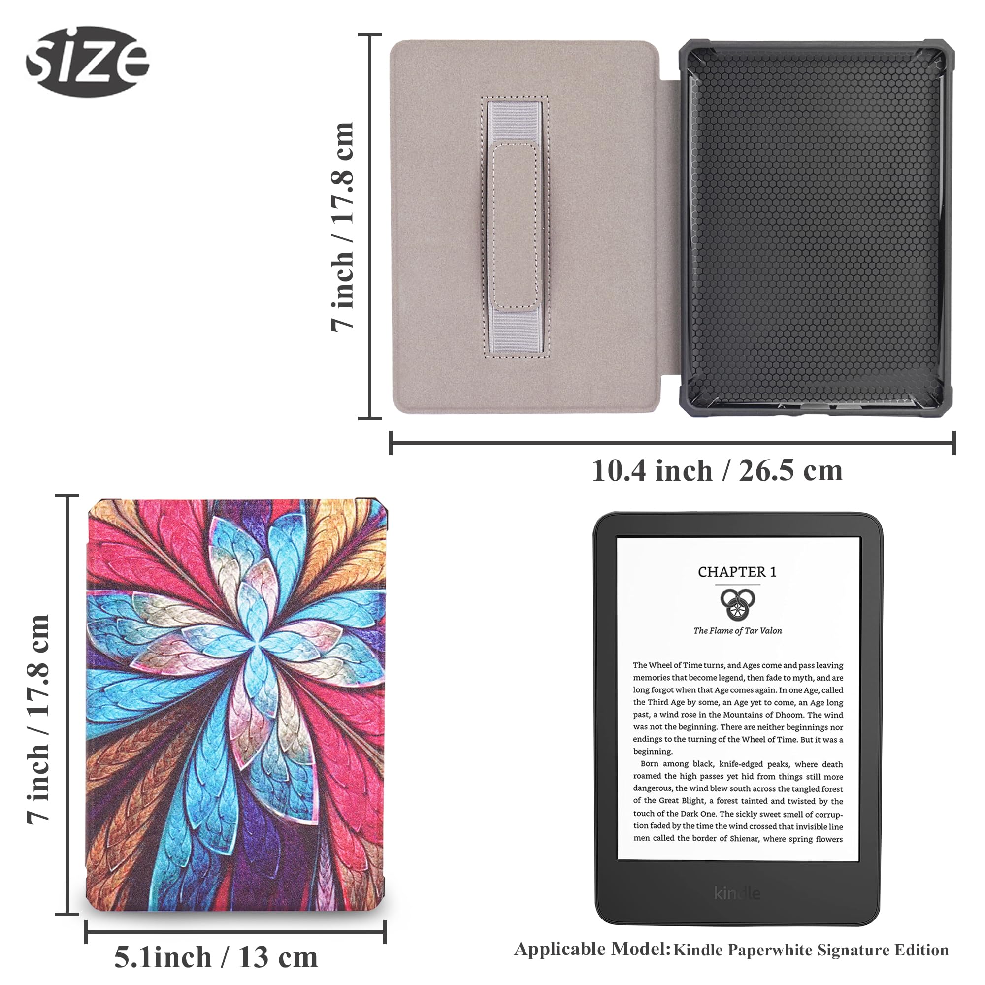 Haecsfl Case For 6.8'' Kindle Paperwhite (11Th Generation 2021) And Signature Edition,Premium Pu Leather Cover,Soft Tpu Lightwei