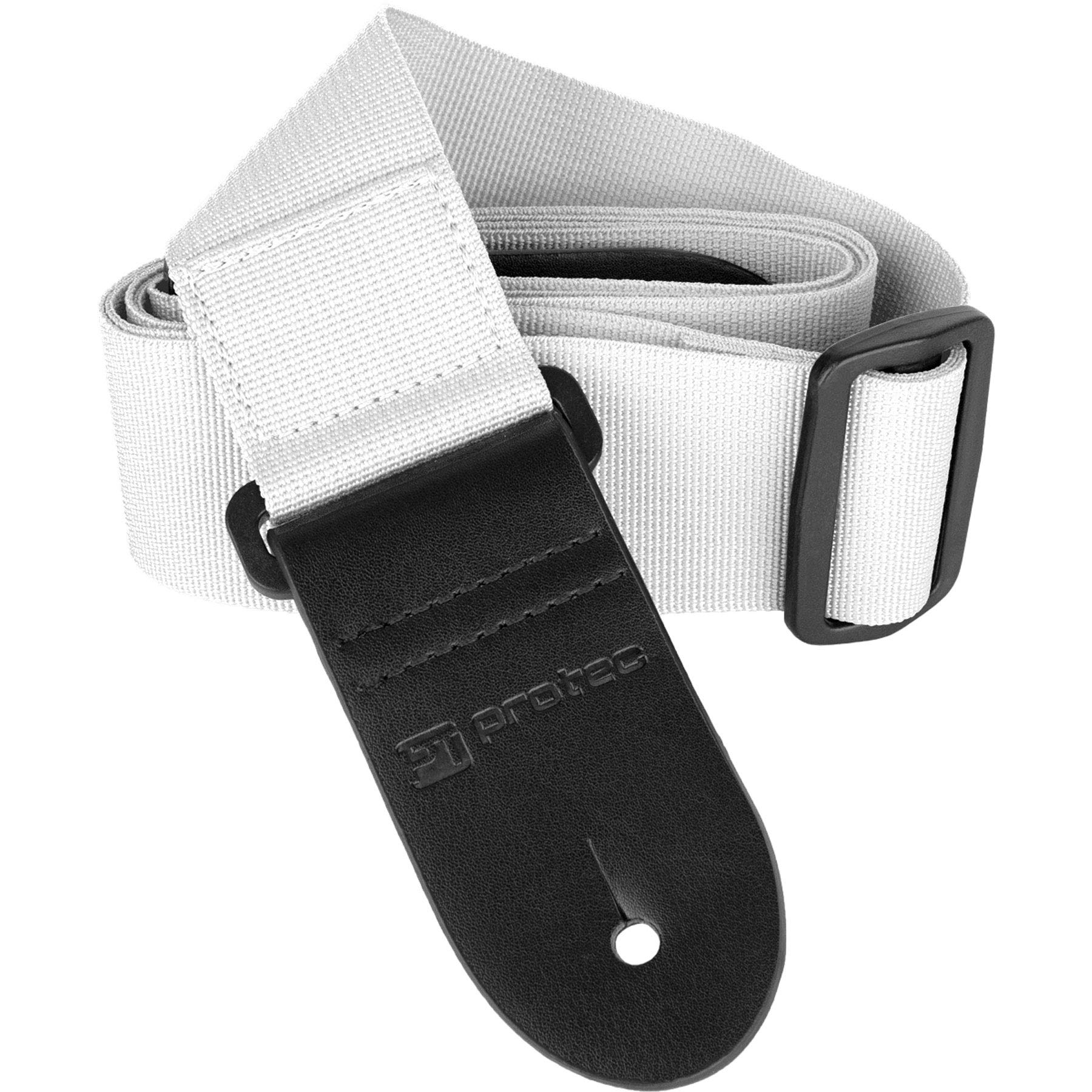 Protec Guitar Strap Featuring Thick Leather Ends And Pick Pocket, White