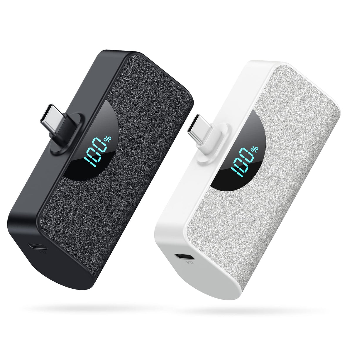 [2 Pack] Mini Portable Charger Usb C Power Bank 5200Mah,Lcd Display 15W Pd Fast Charging Battery Pack Backup Charger Compatible
