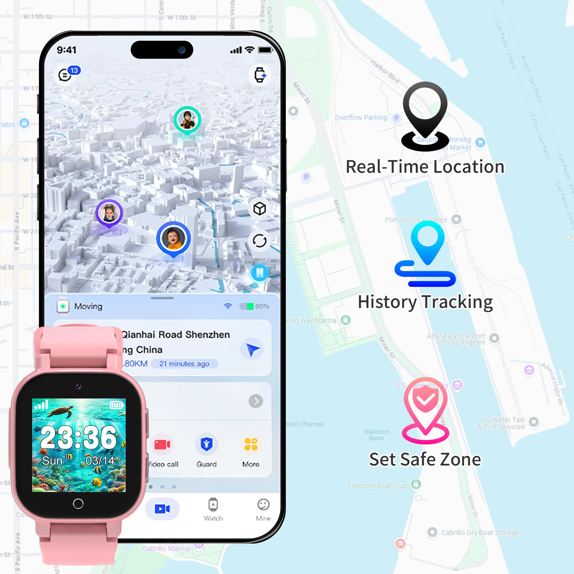 Kids Smart Watches Girls With Gps Tracker, Gps Watch For Kids Age 5-12 With Video & Voice Calling Texting Sos Puzzle Games Alarm