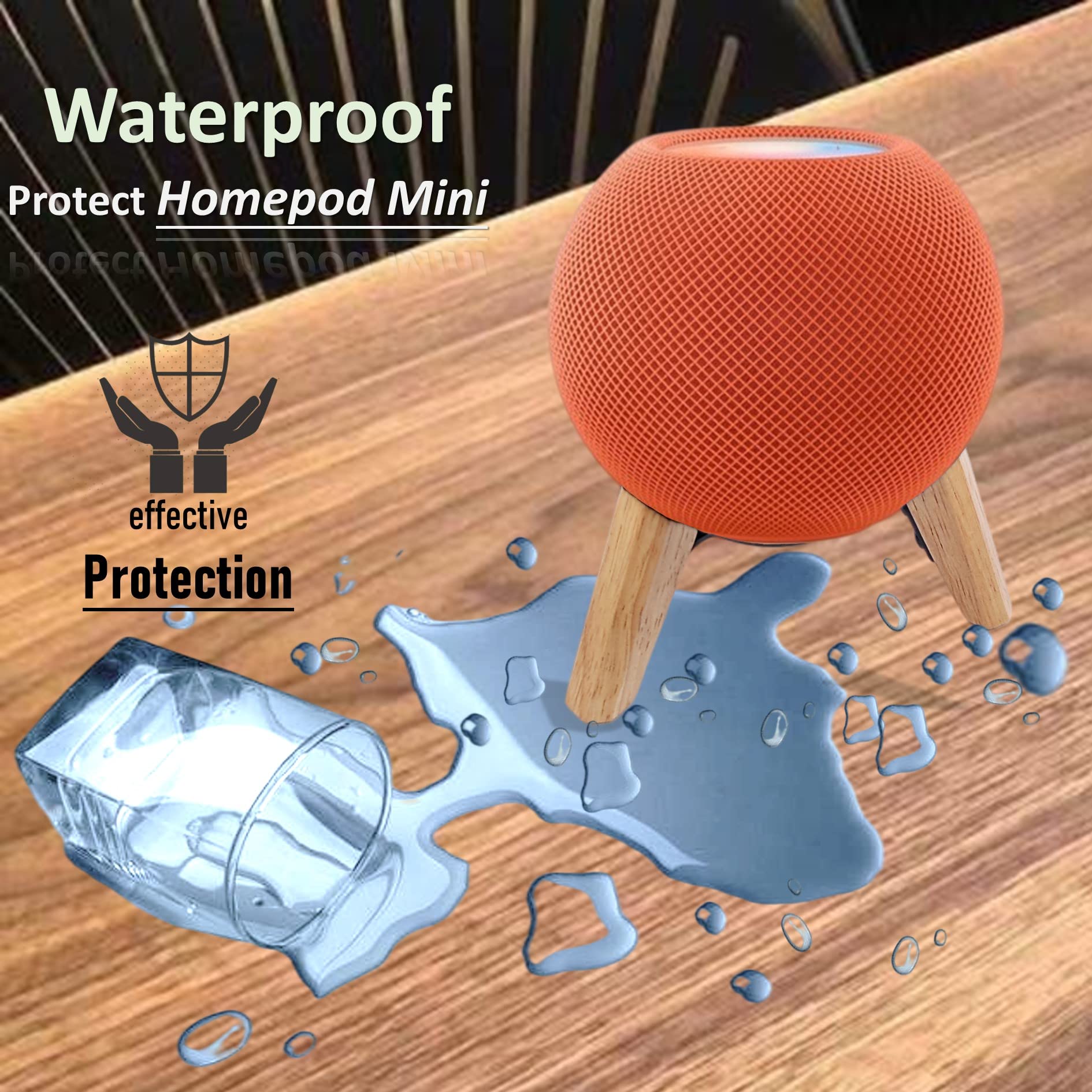 Real Wood Stand For Homepod Mini,Wooden Tripod With Metal Frame,Safe Stable Holder Mount With Anti Slip Silicone Pad Protects Home Pod Mini Smart Speaker(Color:White Oak)