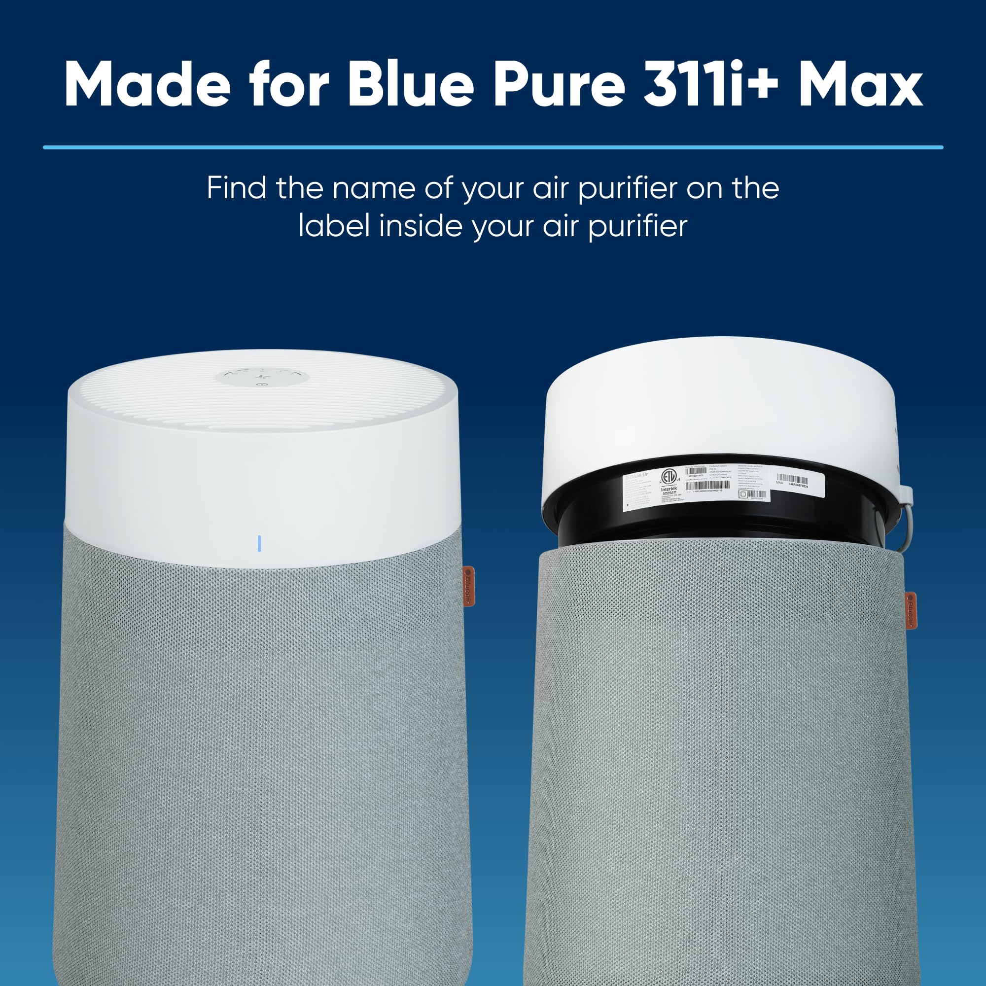 Blueair Blue Pure 311I+ Max Smokeblock Genuine Replacement Filter, Extra Carbon Captures 99.99% Of Wildfire Smoke, Fits Blue Pur