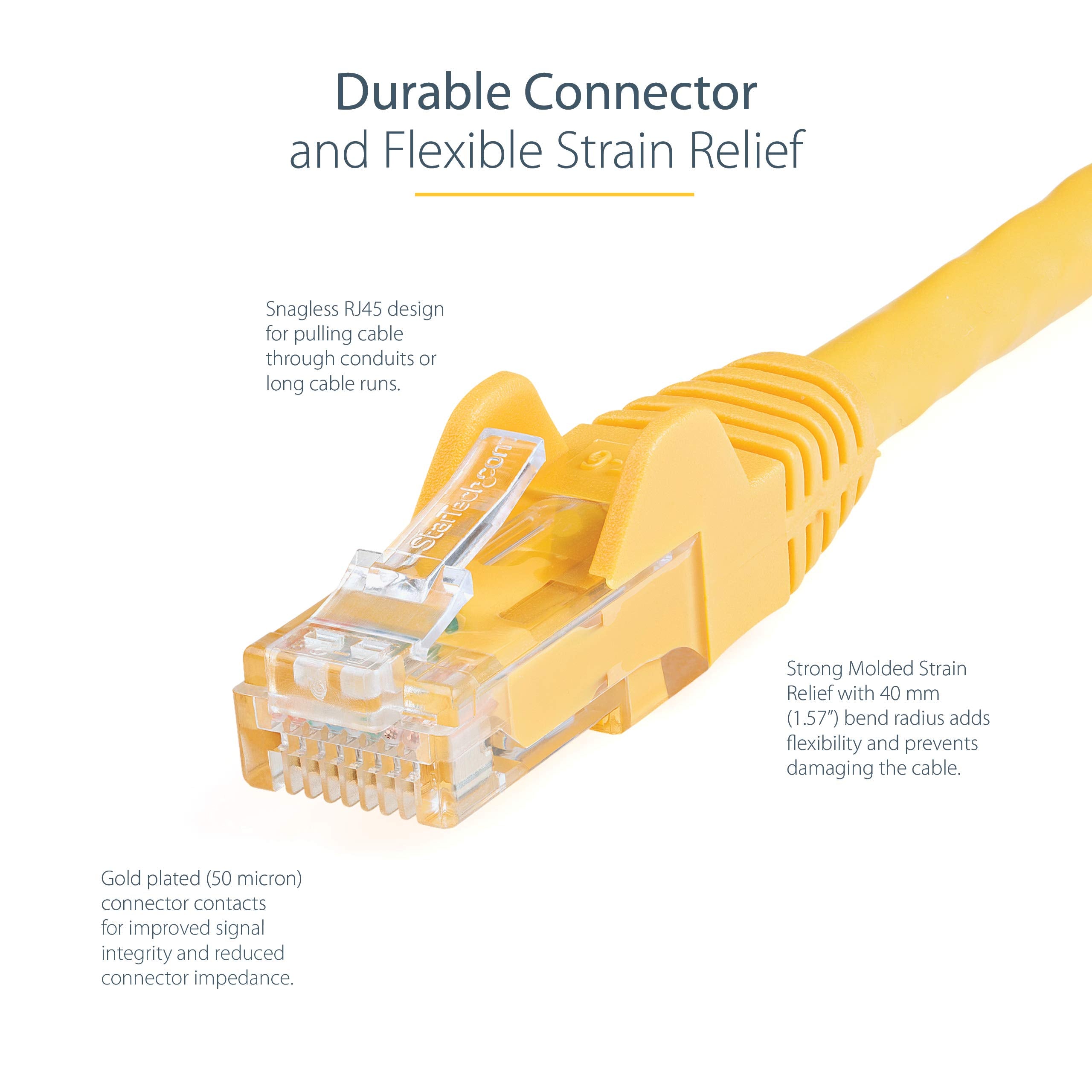 Startech.Com 50Ft Cat6 Ethernet Cable   Yellow Cat 6 Gigabit Ethernet Wire  650Mhz 100W Poe Rj45 Utp Network/Patch Cord Snagless