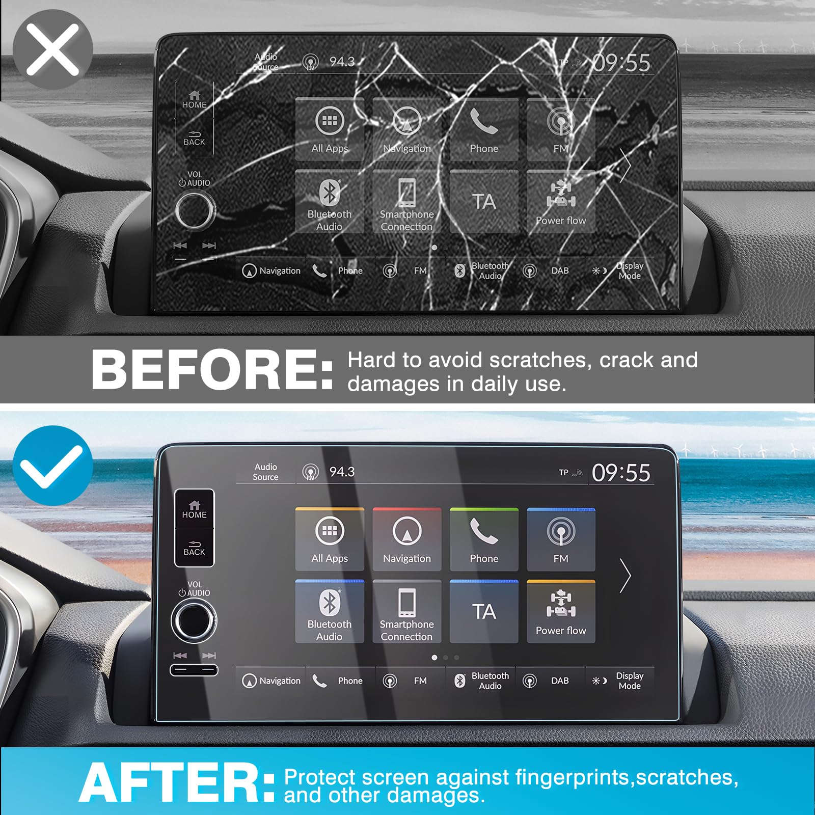 Karltys For 2023 2024 2025 Honda Crv Screen Protector 9 Inch (2 Pack), Ultra Clear Tempered Glass Screen Protector For Civic 2022 2025 /Hr V Ex L 2023 2025 Touchscreen Cover Anti Glare Anti Scratch