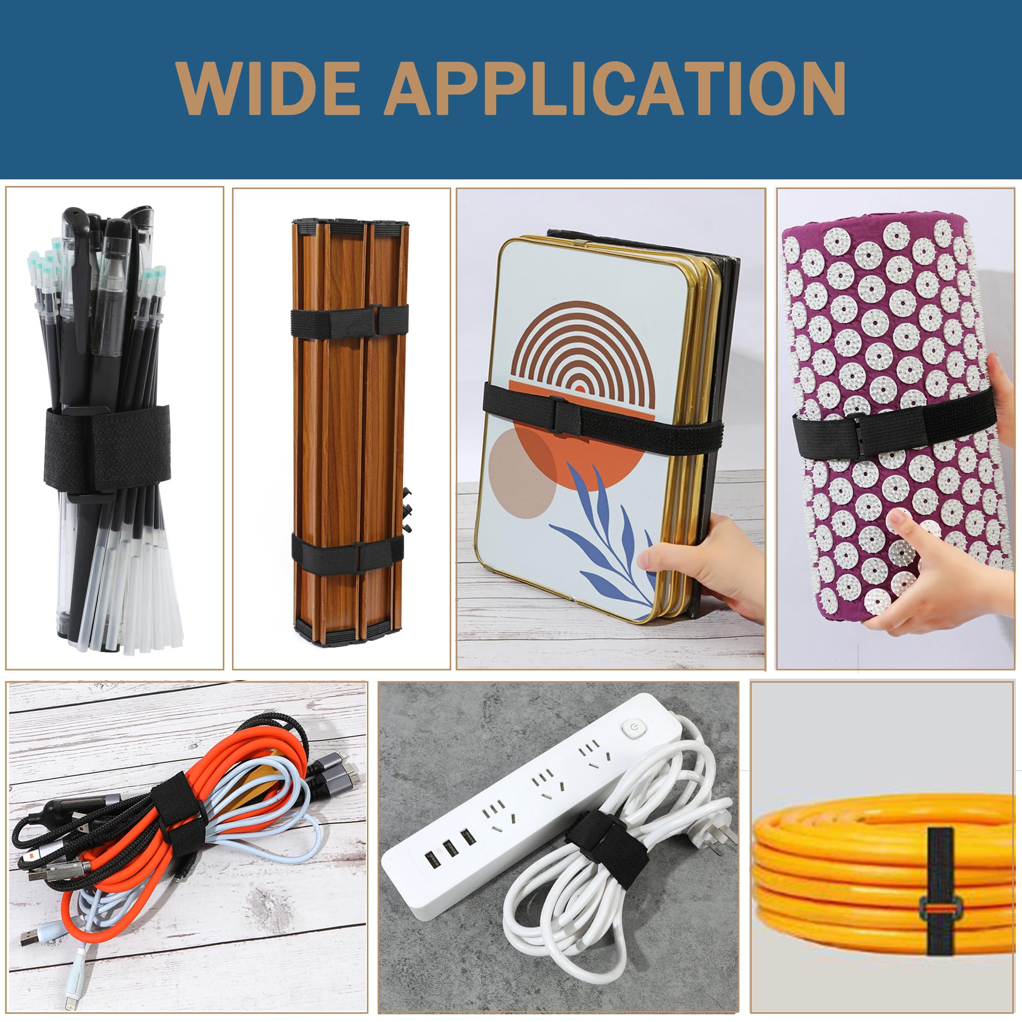 1''X16Ft Hook And Loop Cable Securing Straps With 25 Buckles, Free Cut Length | Adjustable | Reusable Fastening Cable Ties, 1 In