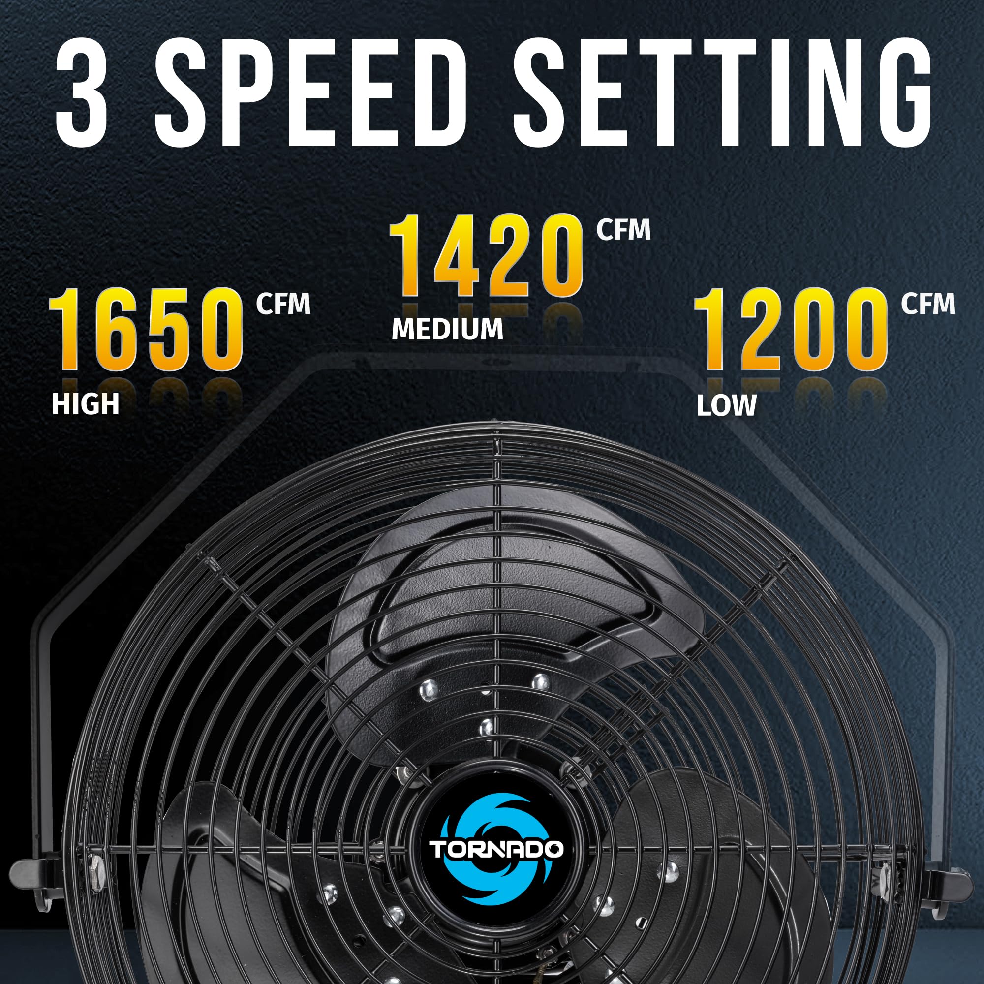 Tornado 12 Inch Outdoor Water-Resistant Wall Mounted Fan Ipx4 Rated 3 Speed High Velocity Meatl Wall Fan For Commercial, Industr
