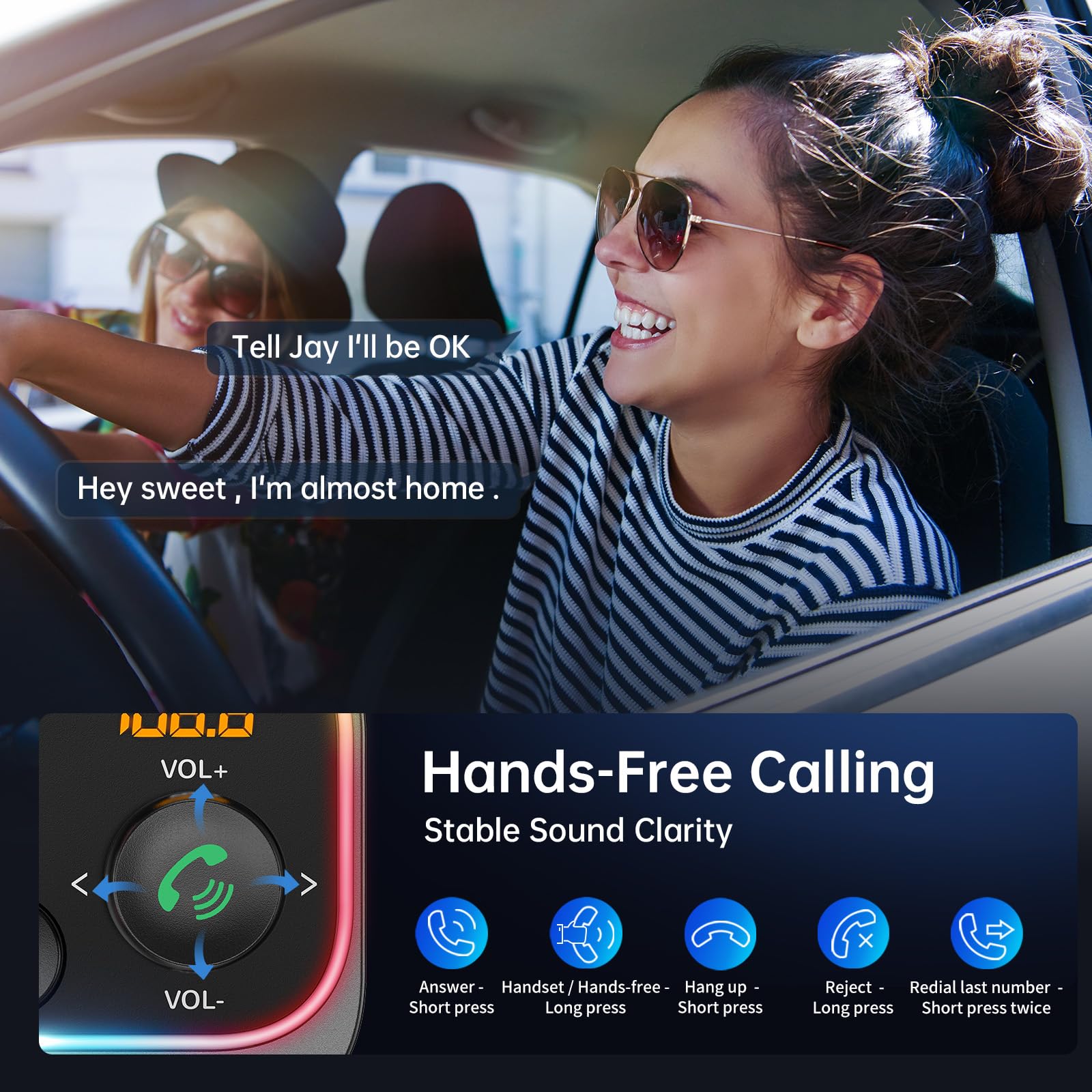 Syncwire Bluetooth 5.4 Fm Transmitter Car Adapter 54W (Pd 36W & 18W) [Stronger Dual Mics] [Light Switch] [Hifi Bass Sound] [Fast