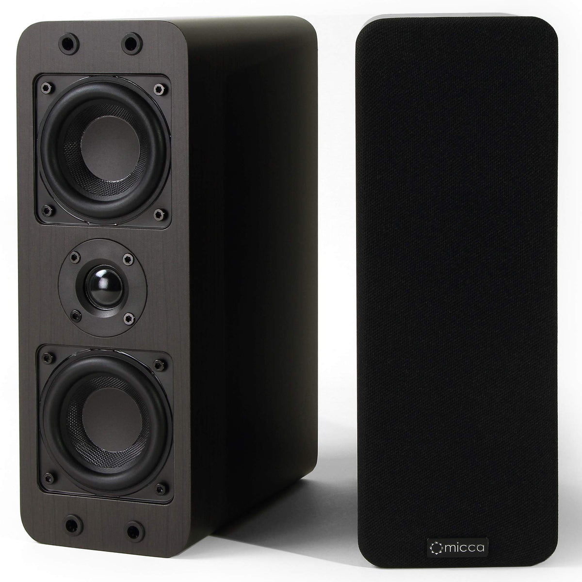 Micca Ooo Passive Slim Bookshelf Speakers With 3 Inch Woofers And Silk Tweeter, Thin Design Under 4'' Wide, For Desktop Stereo O