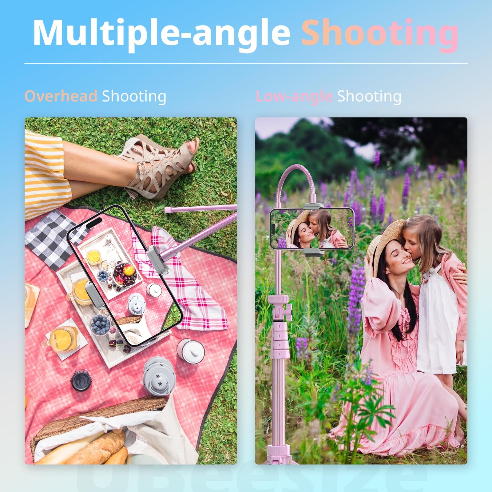 Ubeesize 88 Flexible Phone Tripod With 14.95 Gooseneck, Remote And Phone Holder, Overhead Cell Phone Stand&Selfie Stick For Vide