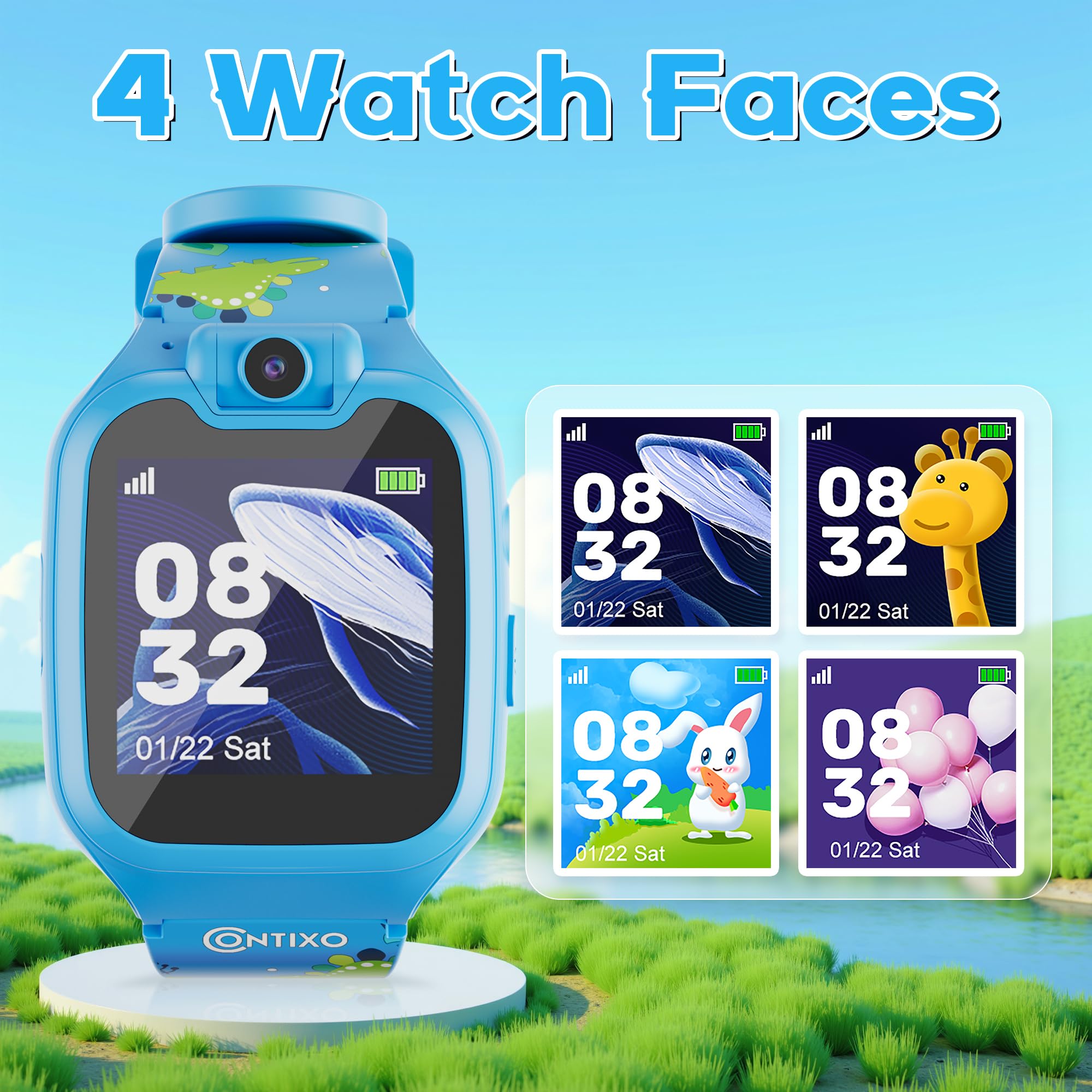 Contixo Kids Smart Watch-Hd Touch Screen Educational Smartwatch With Camera, Video & Audio Recording, Mp3 Music Player For Kids