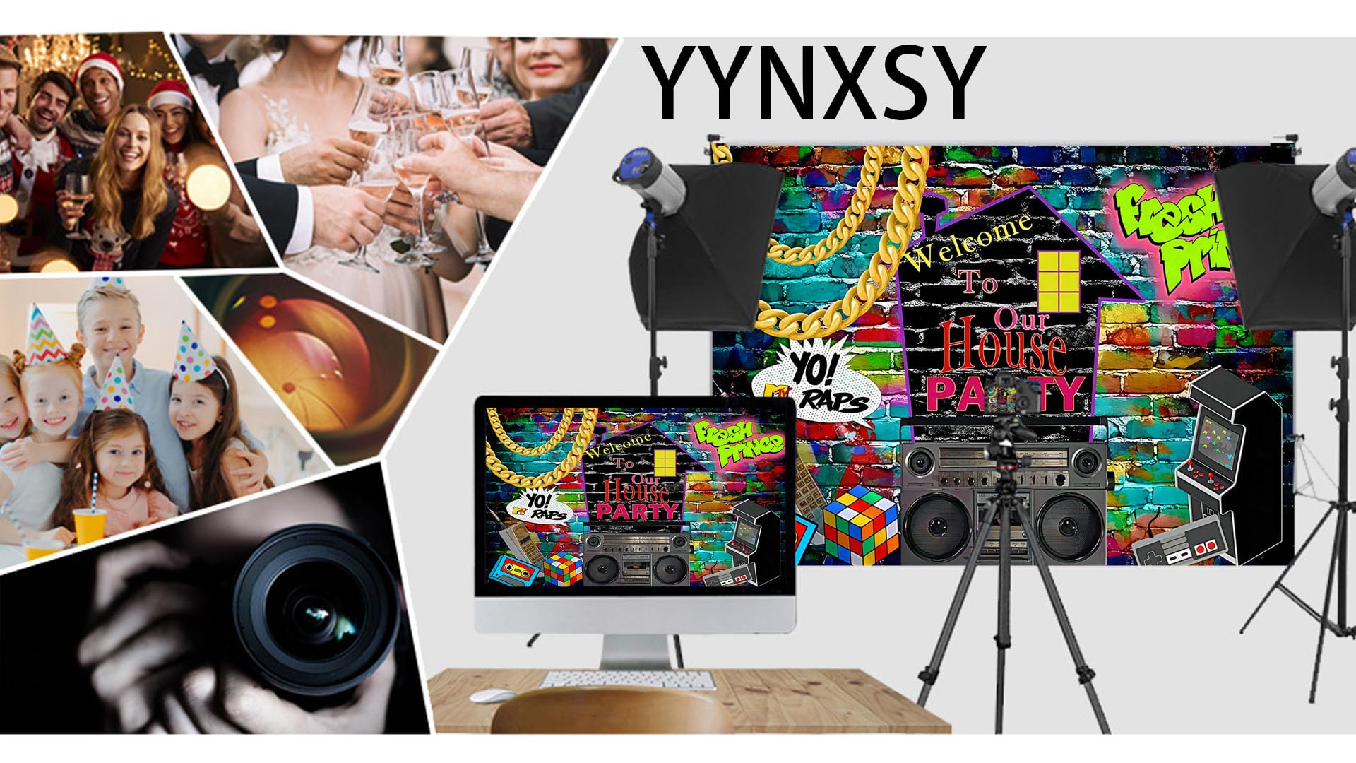 Yynxsy 80'S Party Decorations Go Back To 80'S Banners 80'S Brick Wall Background Background Decoration Photography Background 80