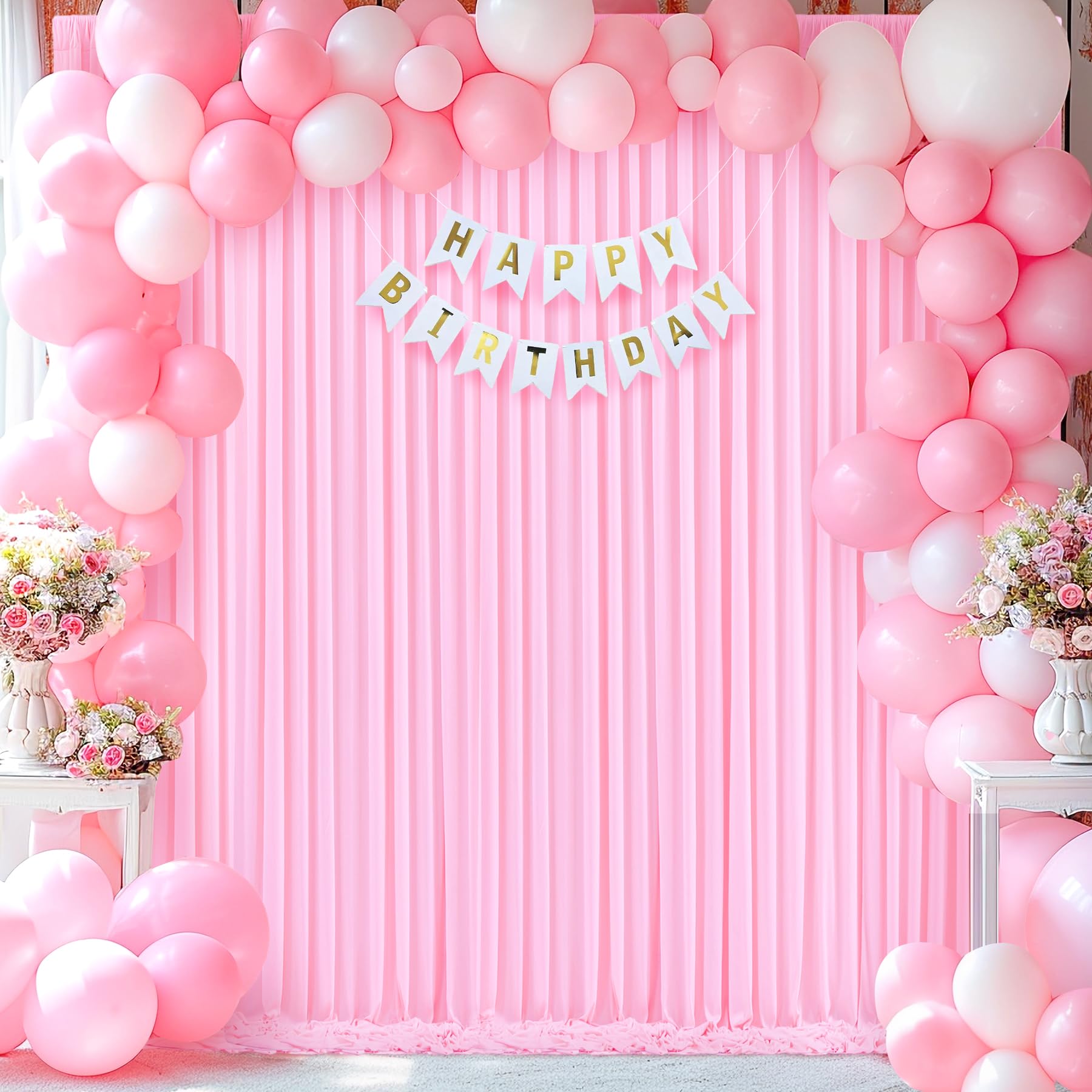 10Ft X 7Ft Pink Backdrop Curtain For Parties Light Pink Wrinkle Free Backdrop Drapes Panels For Baby Shower Wedding Birthday Pho