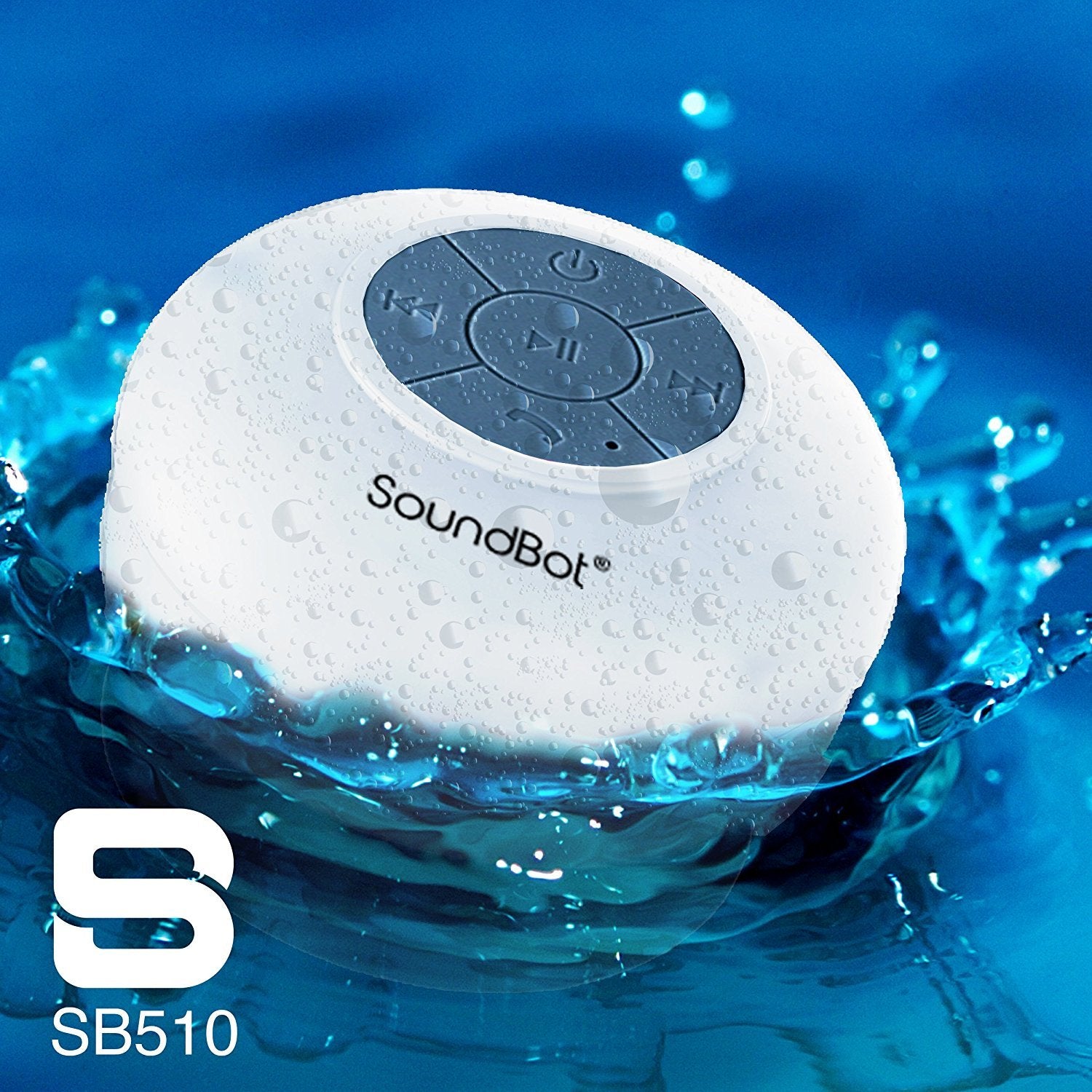 Soundbot Sb510 Hd Water Resistant Bluetooth 4.0 Shower Speaker, Handsfree Portable Speakerphone With Built In Mic, 6Hrs Of Playt
