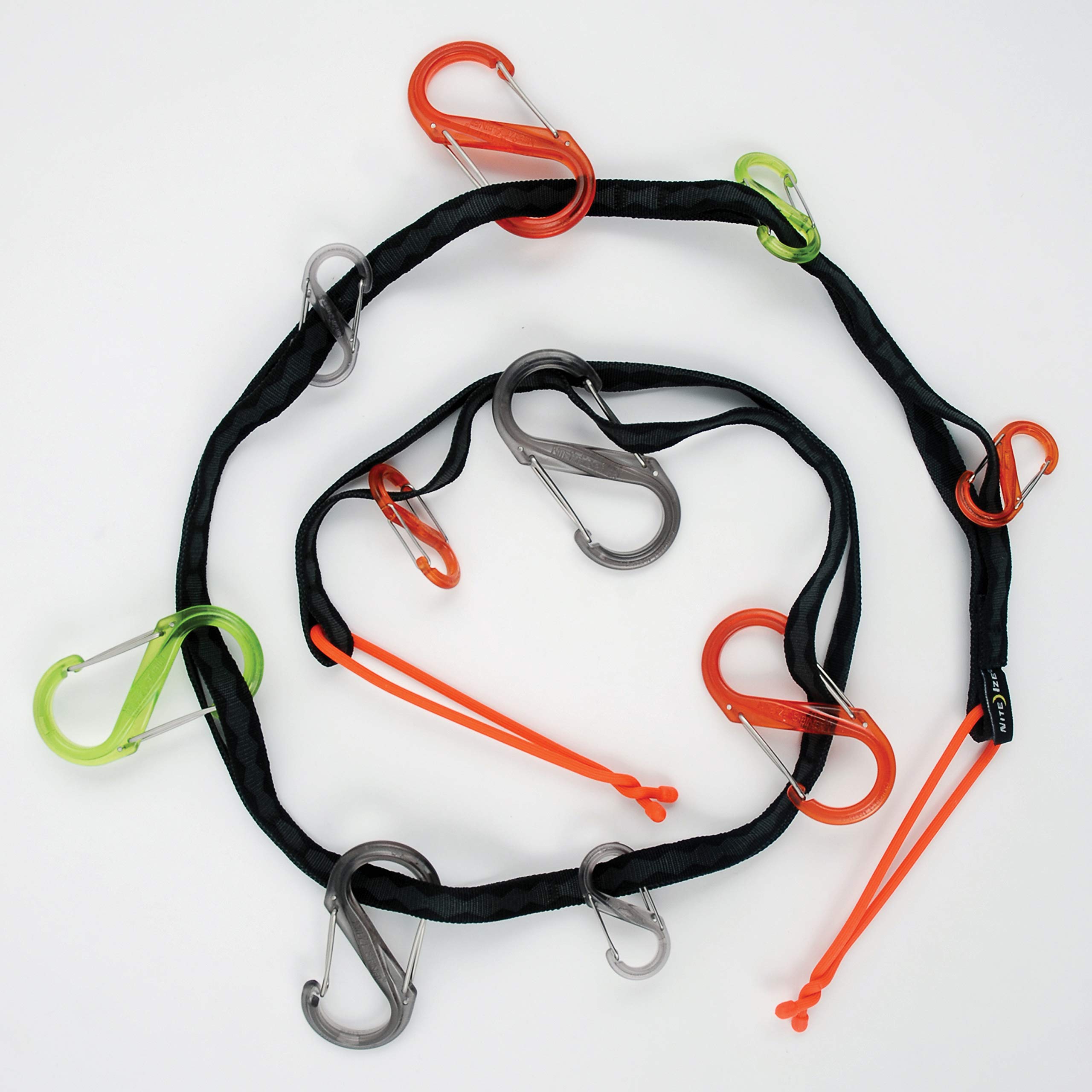 Nite Ize Gearline Hanging Organization System   Gear Ties For Camping, Hiking & Outdoor Activities   Webbing Line With S Biner C
