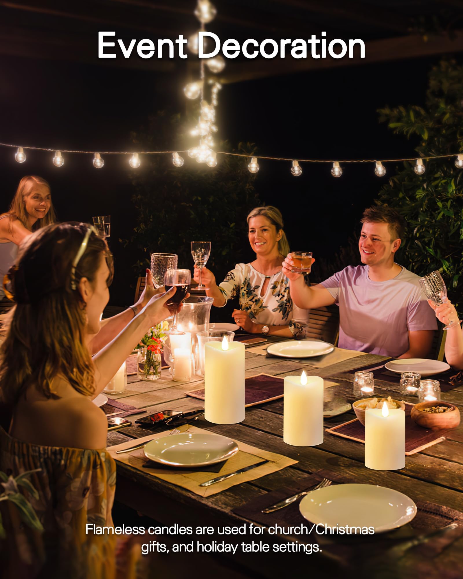 Loguide Flickering Flameless Candles With Remote Timer, Realistic 3D Moving Flame With Real Wax Pillar Led Candles,Lasting 500+H