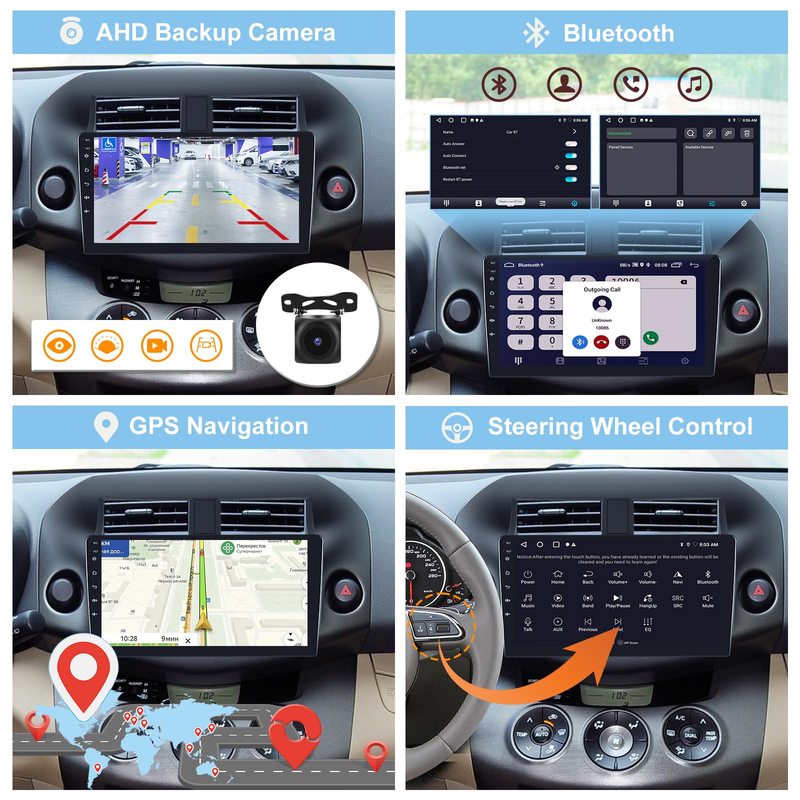[2G+32G] Car Radio For Toyota Rav4 2007 2008 2009 2010 2011 2012, 10.1 Inch Android Touch Screen Stereo, Carplay/Android Auto/Mi