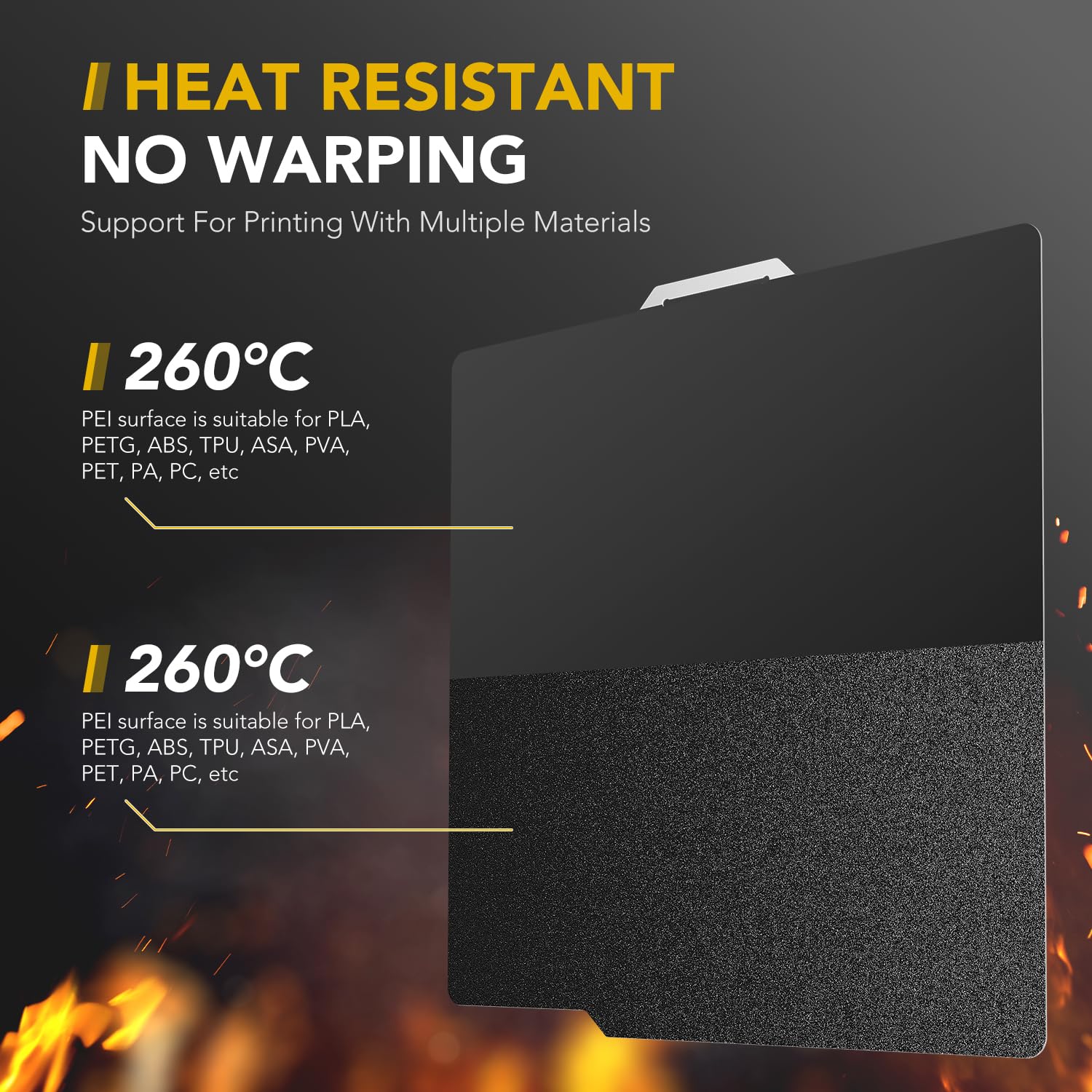 Vokelater 3D Printer Build Plate Black Pei Sheet For Bambu Lab X1/X1C/X1E/P1P/P1S/A1, Dual Texture 257X257Mm, Flexible Spring St