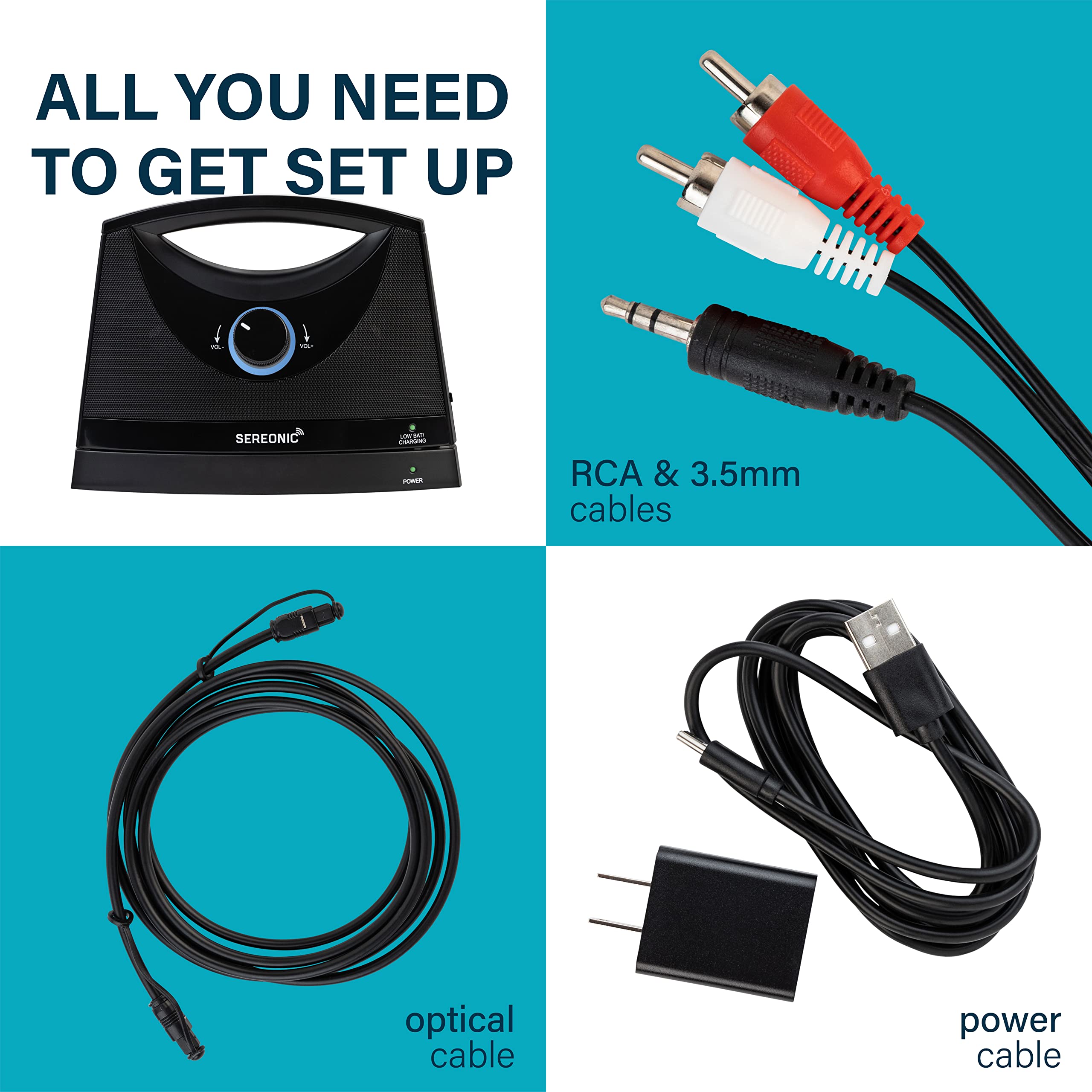 Sereonic Portable Wireless Tv Speakers For Smart Tv   Ideal For Tv Watching Without The Blaring Volume   Wireless Speakers For Tv Designed For Hard Of Hearing, Elderly, And Seniors   100Ft Range