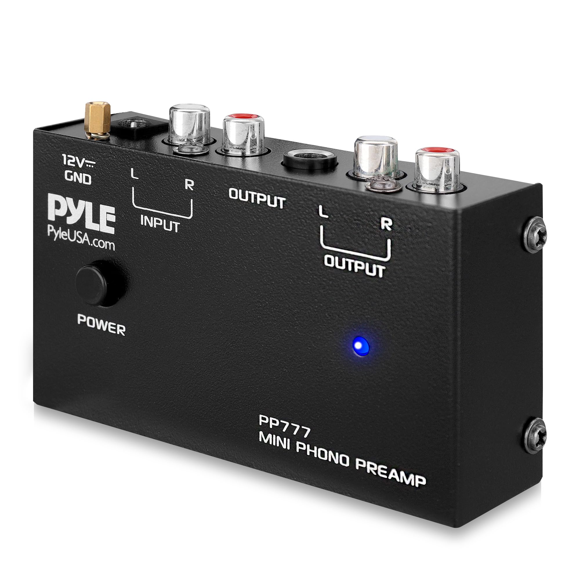 Pyle Mini Phono Turntable Preamp - Stereo Preamplifier with RCA Input/Output - Low Noise - Powered by 12V DC Adapter - Ideal for