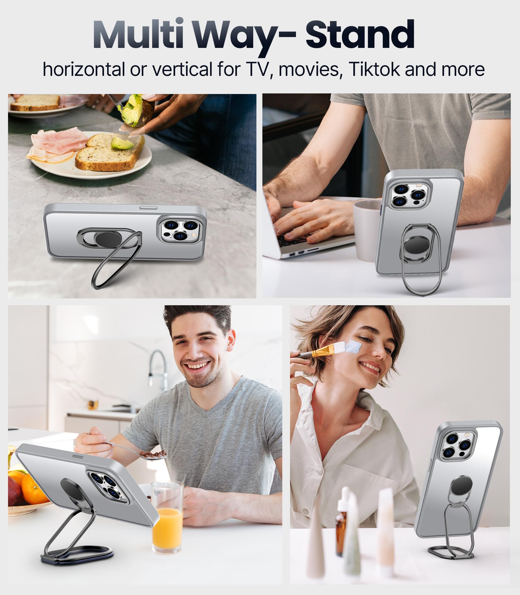 Shields Up For Iphone 15 Pro Case With Stand, Phone Case With Double Ring Holder [Adjustable & Foldable] Protective Translucent