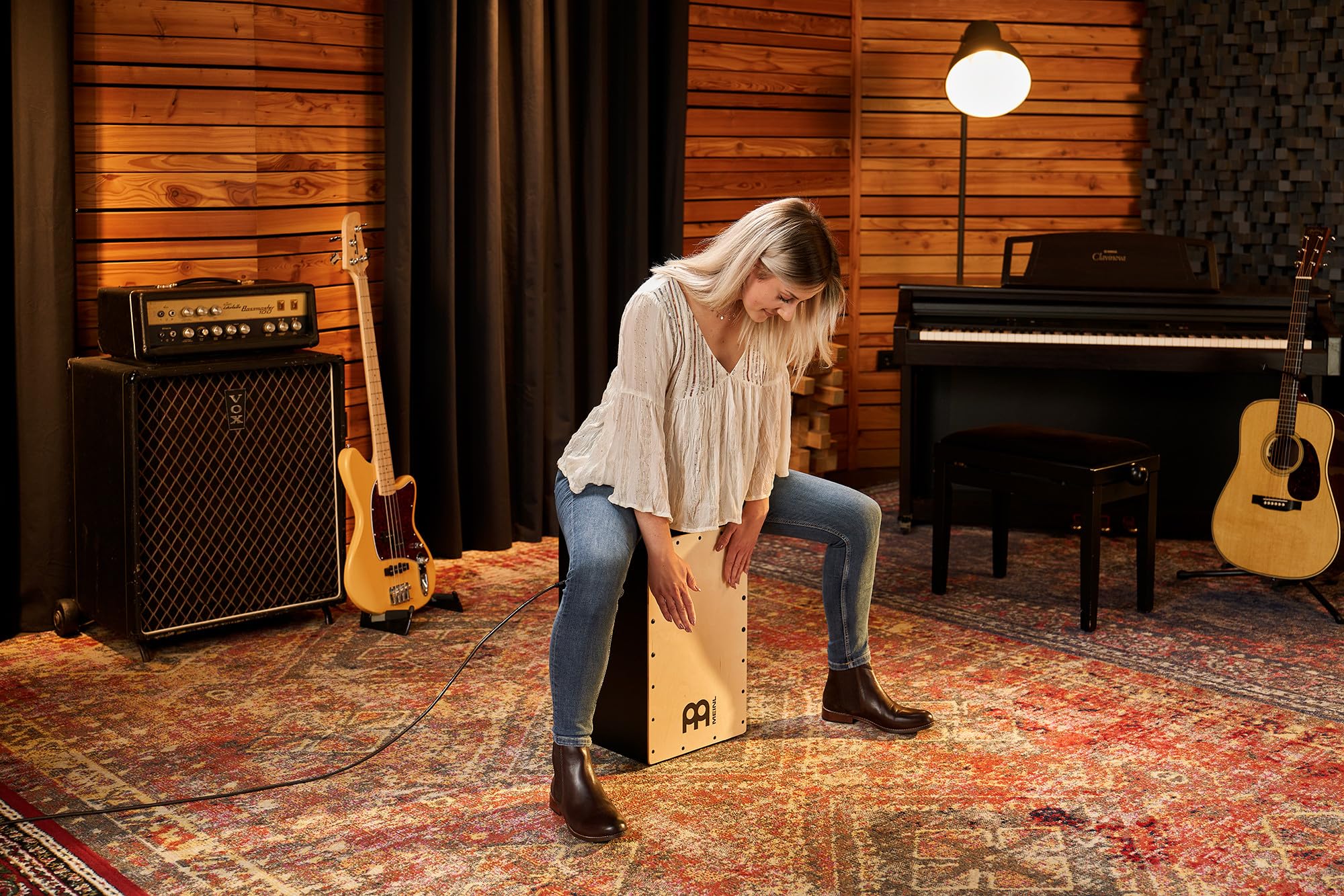 Meinl Pickup Cajon Box Drum With Internal Snares   Made In Europe   Baltic Birch Wood, Snarecraft Series, 2 Year Warranty (Psc100B)