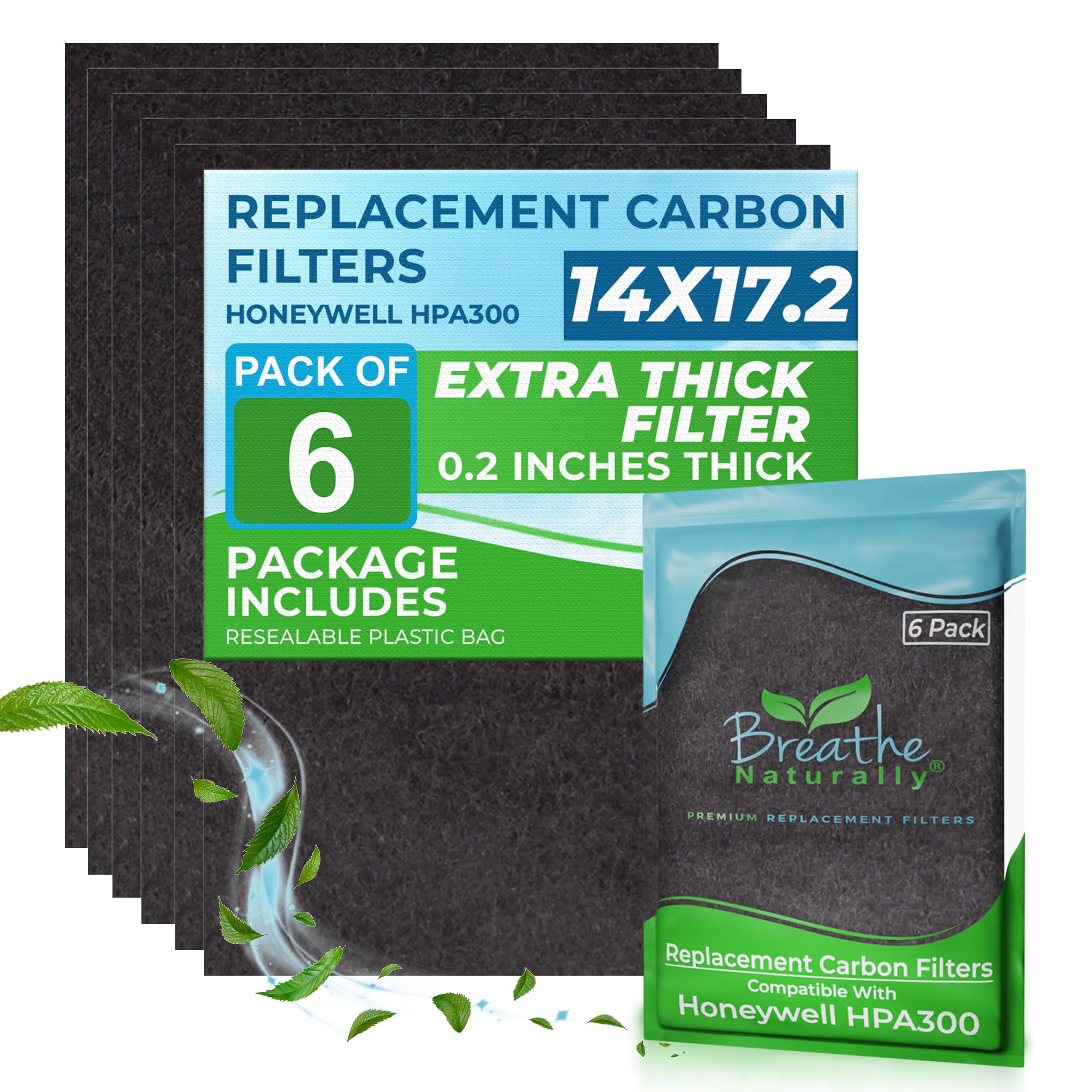 Breathe Naturally ''R'' Replacement Filters Compatible With Honeywell Air Purifier Hpa300 Or Hrf R3 Series   Activated Carbon Pr