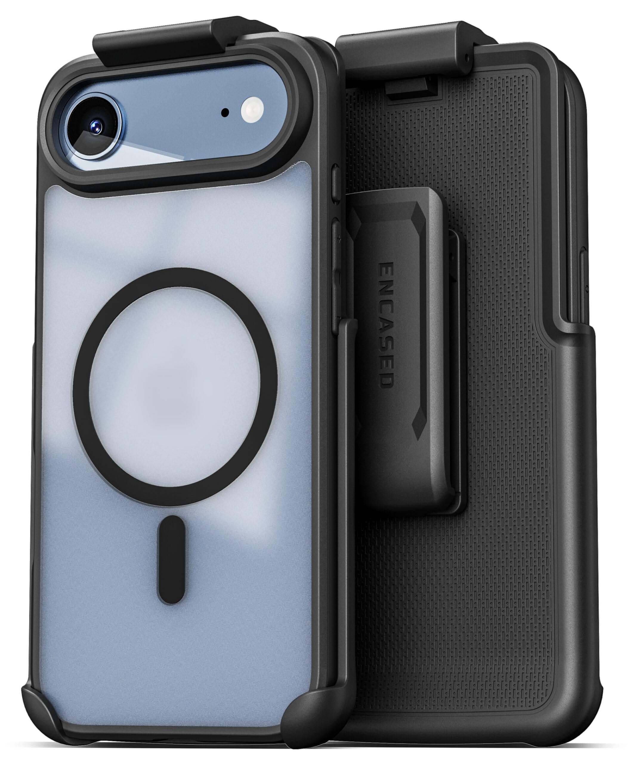Encased for iPhone Air Frosted Phone Case with Belt Clip Holster - Compatible with MagSafe - Magnetic Hybrid Clear Cover with Fu