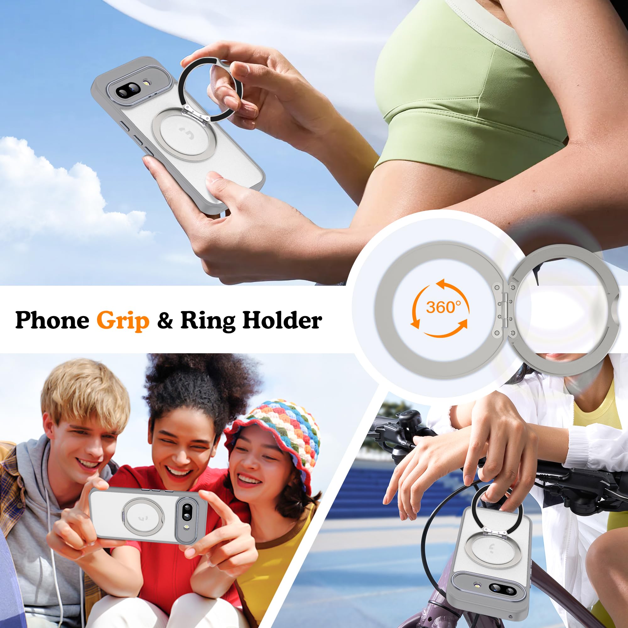 Amoraaqua Compatible With Google Pixel 9 Pro Xl Case With 360 Magnetic Ring Stand [Compatible With Mag-Safe ] Shockproof Translu