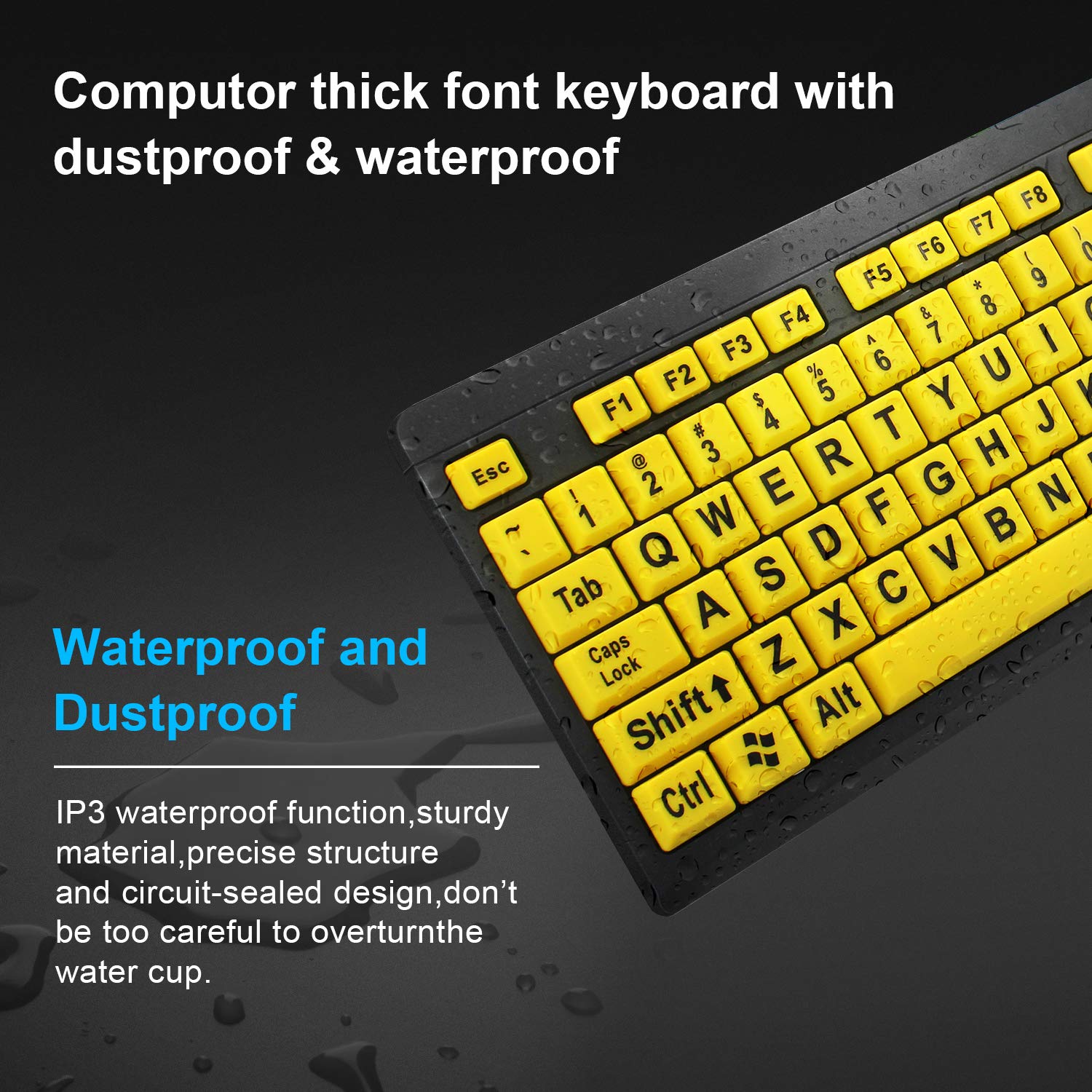 Boogiio Large Print Computer Keyboard, Wired Usb High Contrast Keyboard With Oversized Print Letters For Visually Impaired Low V