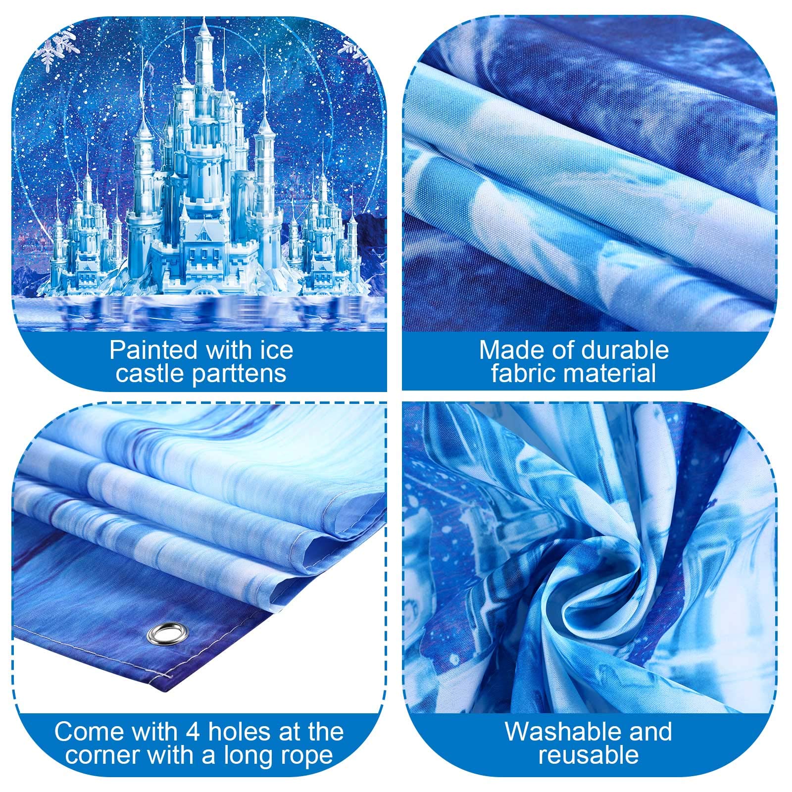 Sumind Winter Party Supplies Backdrop Decoration Ice Snowflake Photography Banner Winter Wonderland Ice Castle Background For Ch