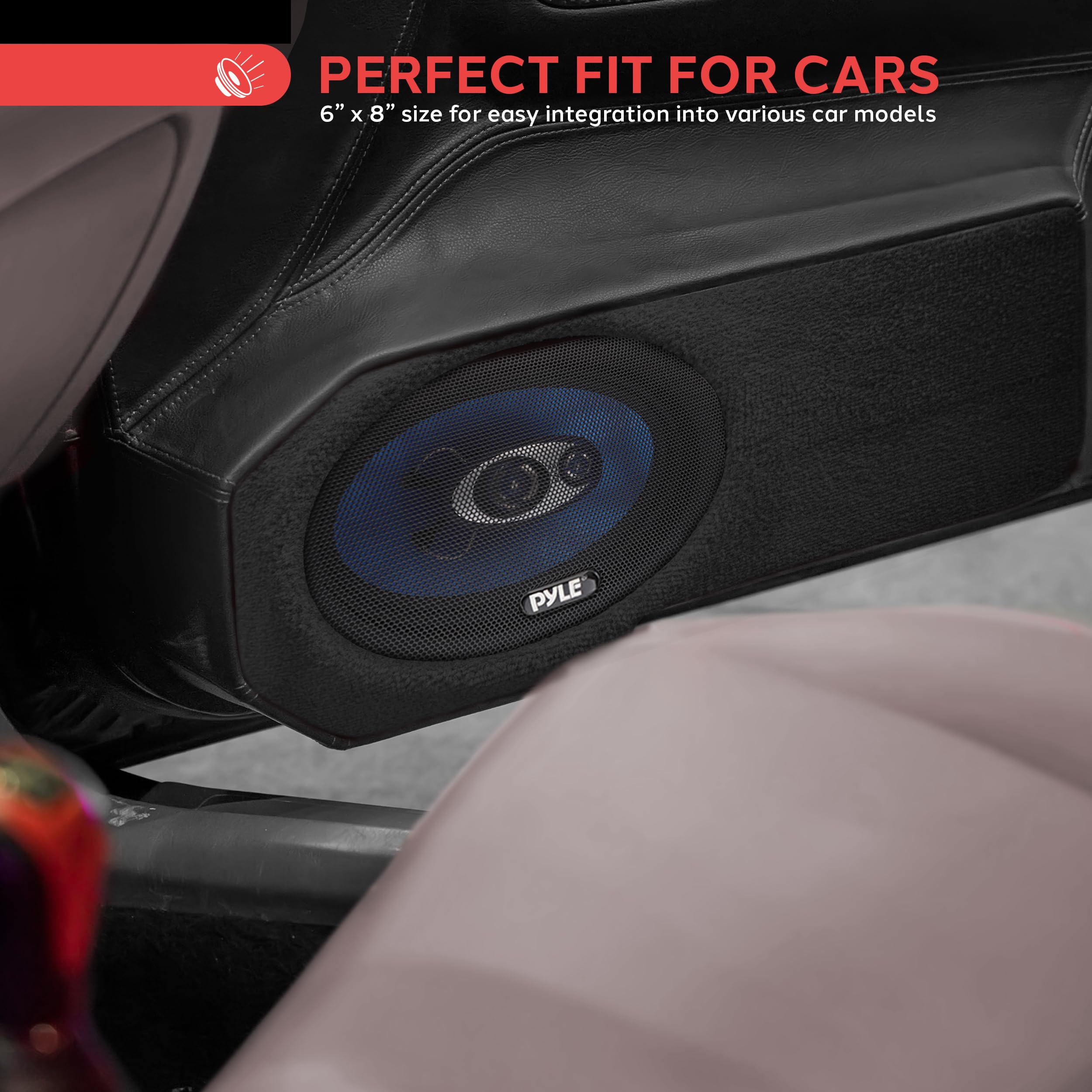 Pyle 4'' Car Sound Speaker (Pair)   Upgraded Blue Poly Injection Cone 2 Way 180 Watt Peak W/ Non Fatiguing Butyl Rubber Surround