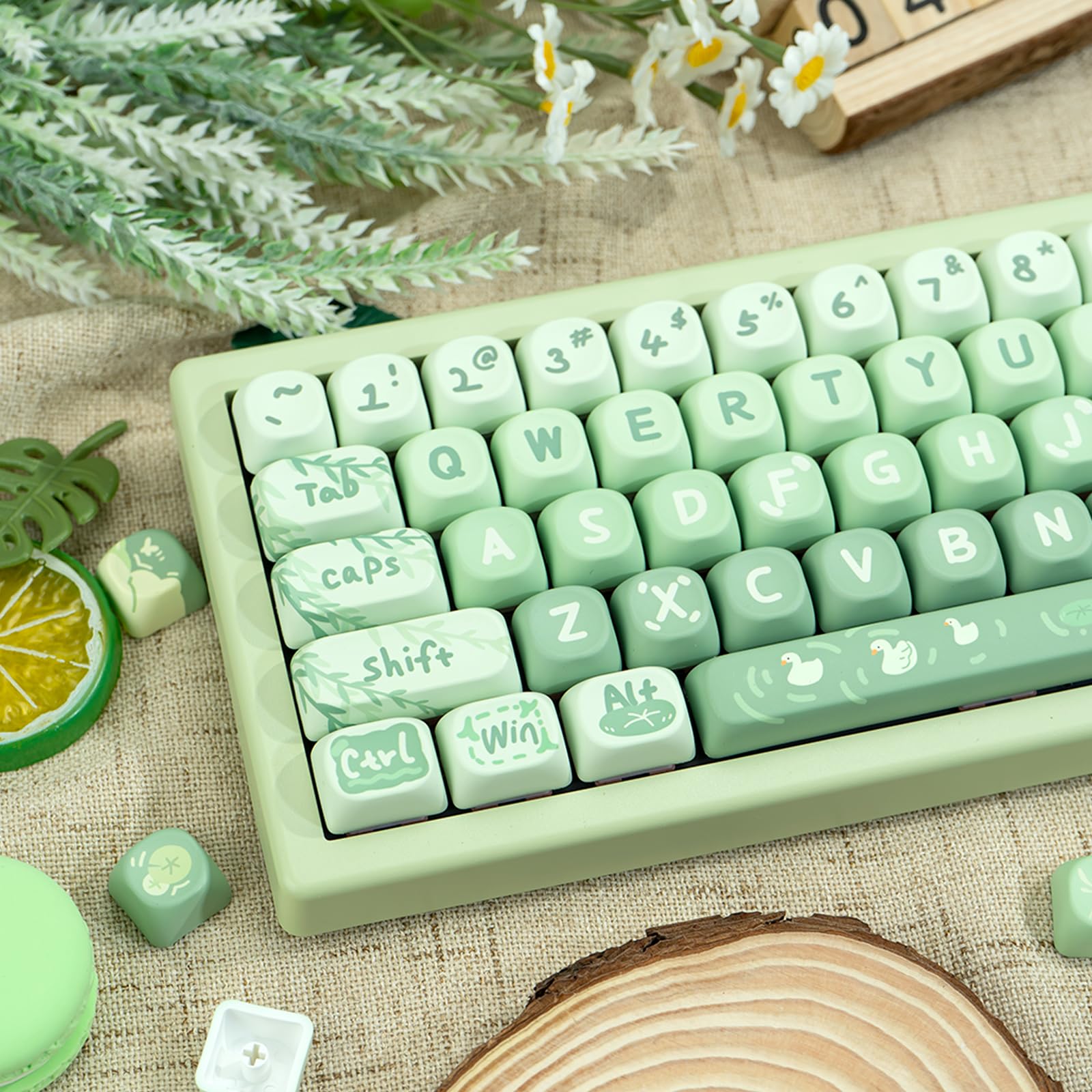 Coomickey Pbt Keycaps Moa Profile, Cute Keycaps Set, 133 Keys Dye Sublimation Keycaps With Key Puller For Cherry Gateron Mx Swit