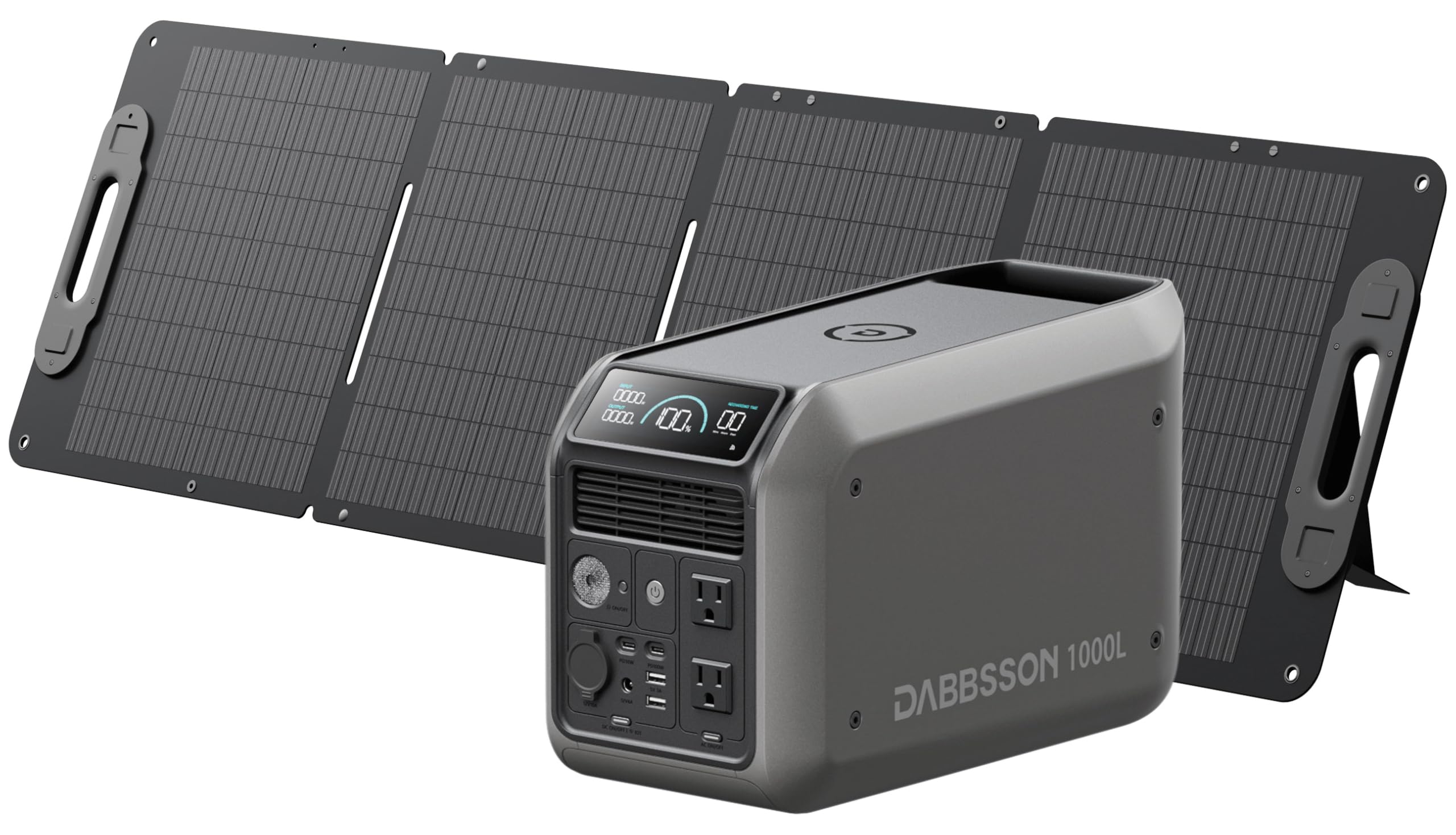 Dabbsson 1000L Solar Generator With 120W Solar Panel, 1008Wh Semi-Solid Lifepo4, 1200W Ac Output,1600W Power-Boost, 1.2X Longer