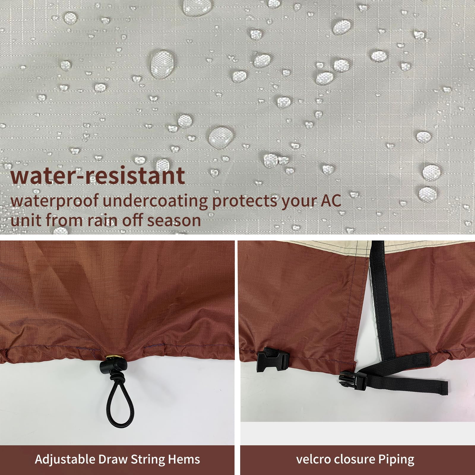 Air Conditioner Cover For Outside Units Sturdy,Ac Cover For Outside Unit,Water Resistant, Sturdy, With Mesh Vents And Elastic He