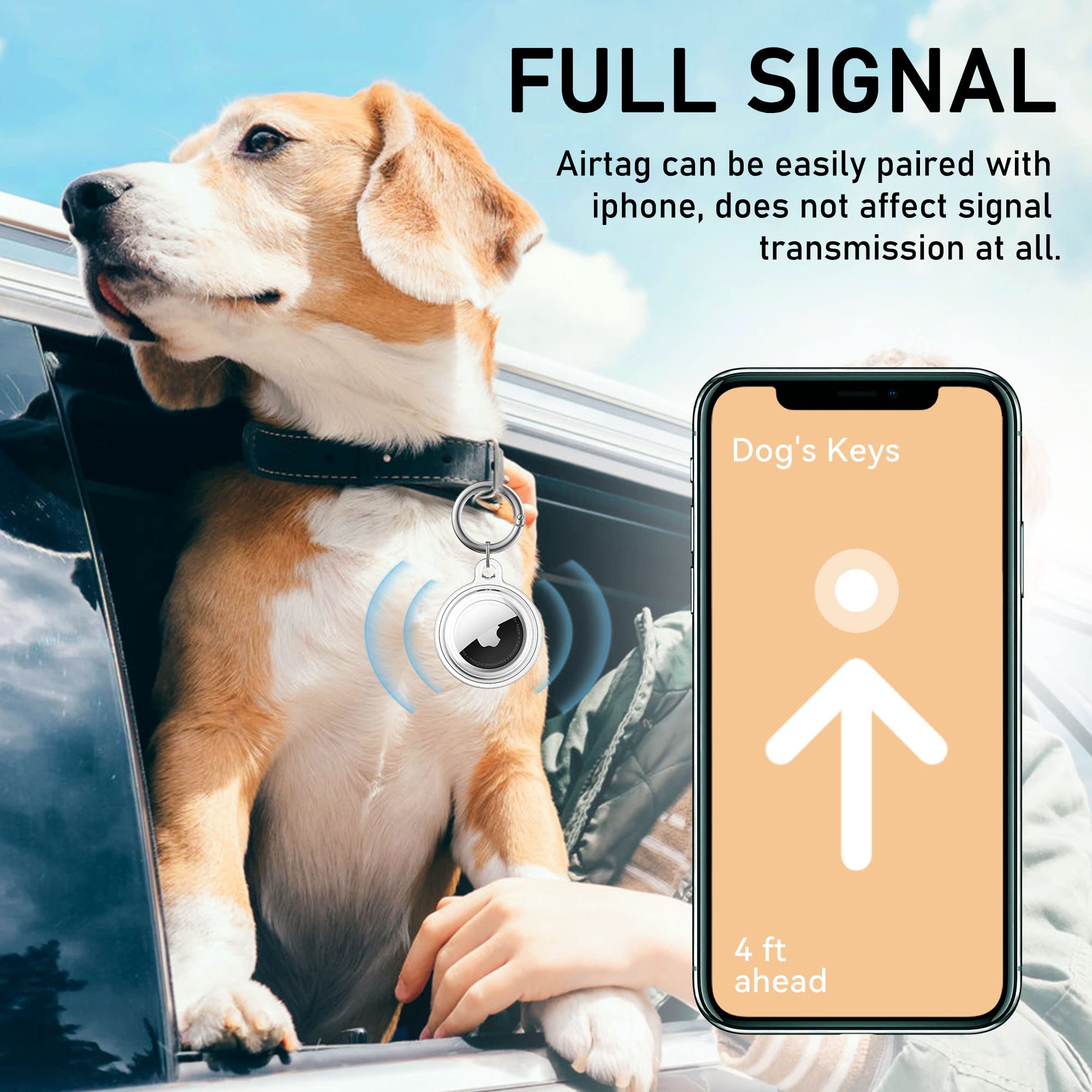 Waterproof Holder For Airtag, Ddj 4 Pack Airtag Keychain, Airtag Case For Dog Collar, Luggage, Keys, Full Body Anti Scratch Prot